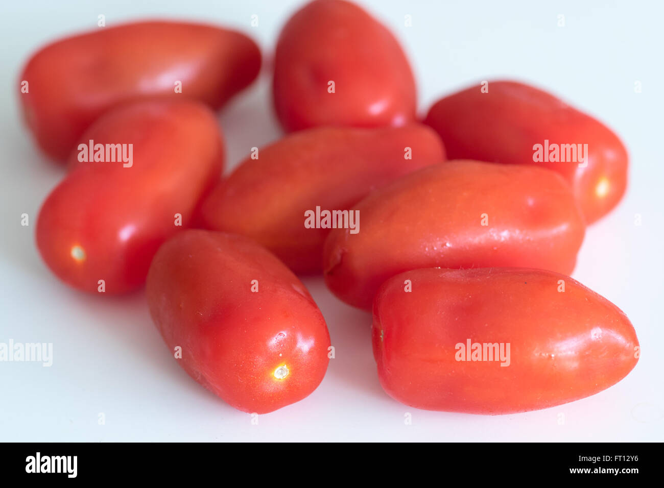 Un gros plan de tomates de San Marzano. Banque D'Images