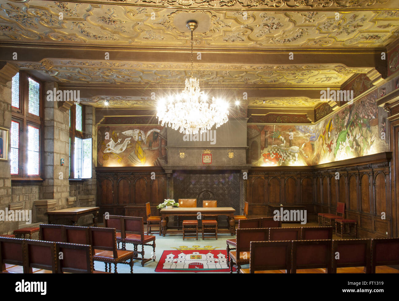 Salle de mariage, Guild Hall, Grand Place, Mons, Hainaut, Wallonie, Belgique, Europe Banque D'Images