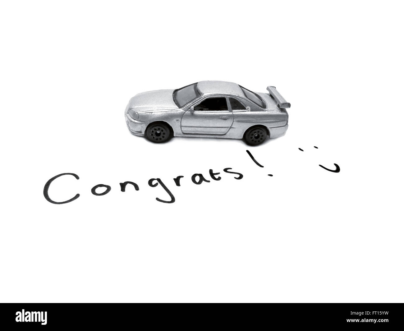 Felicitations Permis De Conduire Avec Jouet Ancien Modele De Voiture En Noir Et Blanc Photo Stock Alamy