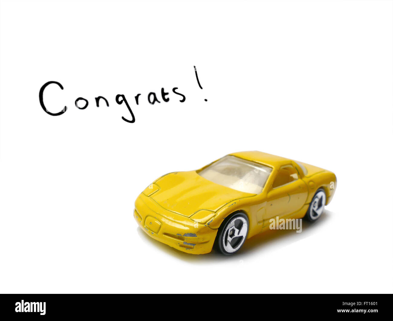 Felicitations Permis De Conduire Avec Jouet Ancien Modele De Voiture Photo Stock Alamy