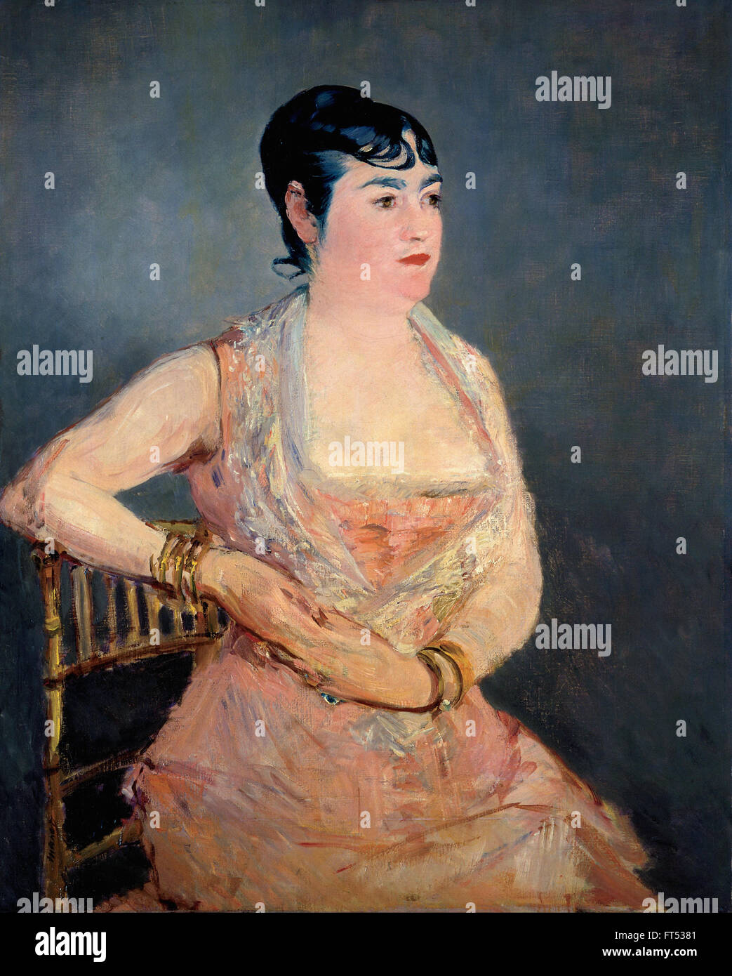 Edouard Manet - dame en rose - Galerie Neue Meister - nouveaux Masters Gallery Banque D'Images