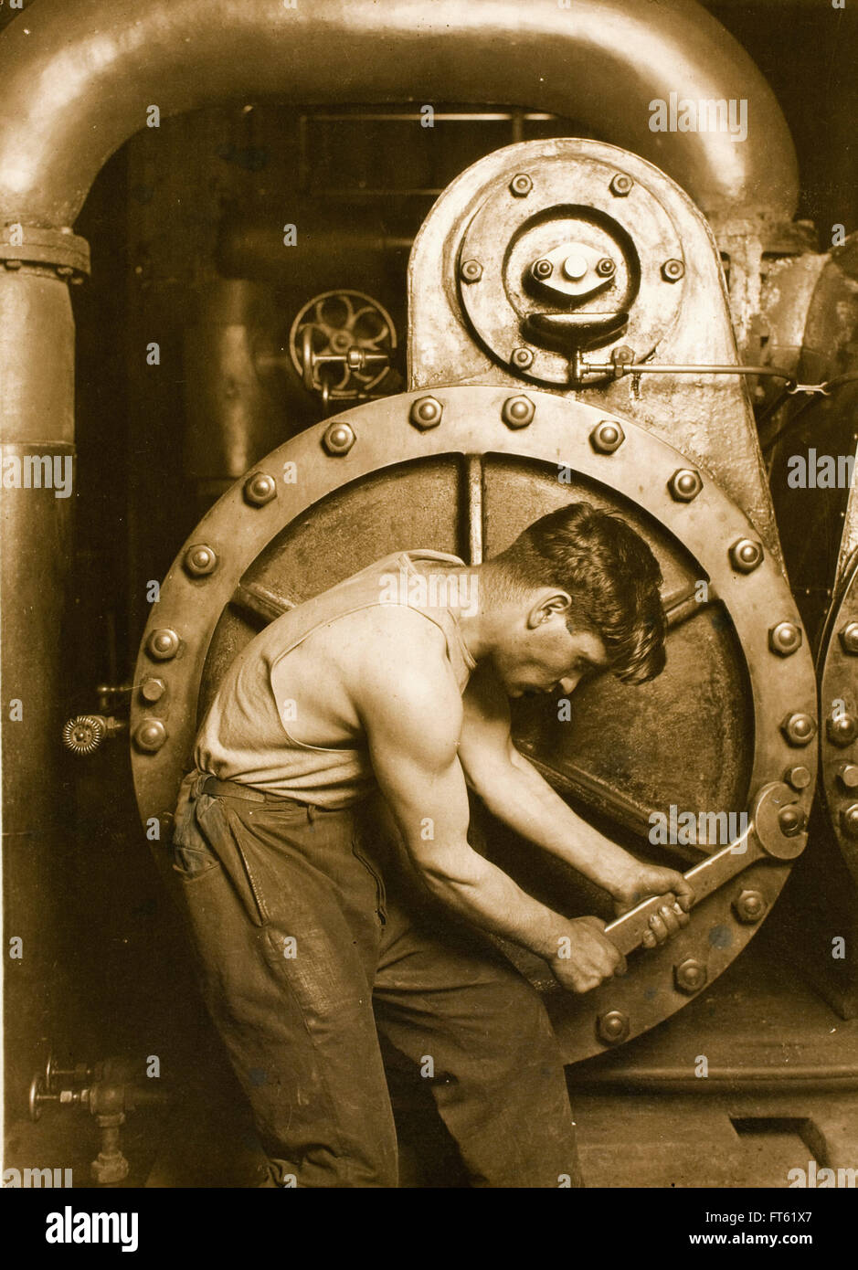 Lewis Hine - mécanicien de locomotive W. Banque D'Images