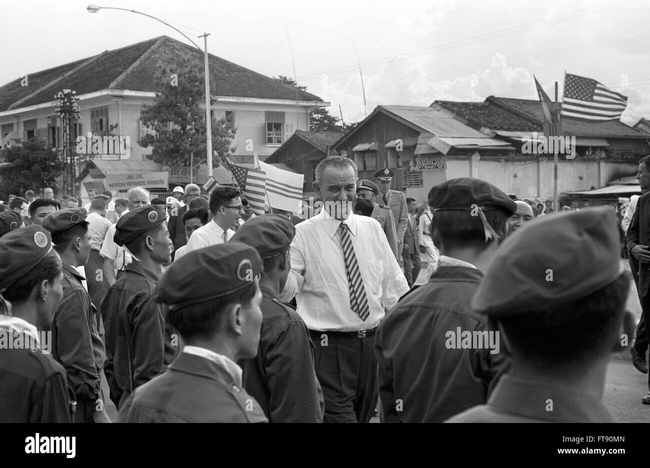 Lyndon B. Johnson au Vietnam du Sud, 1962. Banque D'Images