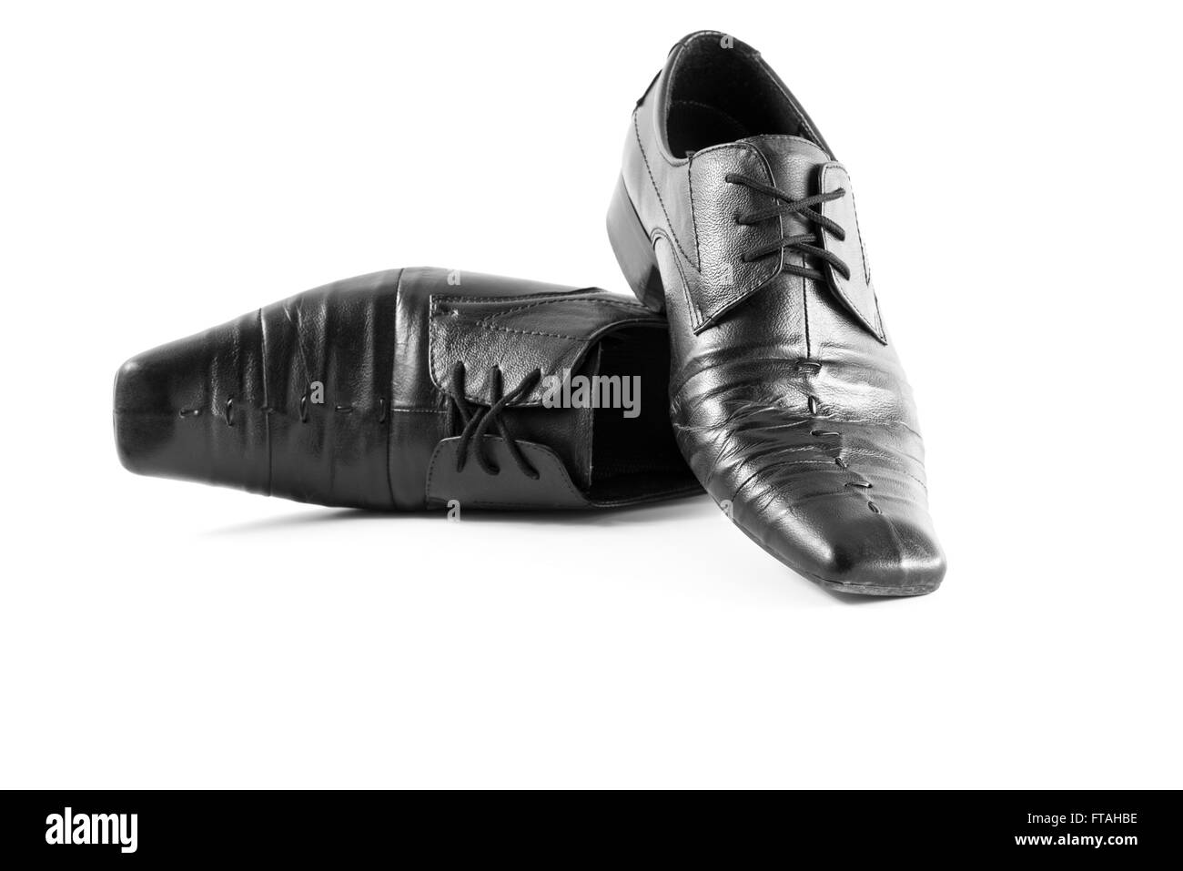 Chaussures pour hommes noirs sur fond blanc Banque D'Images