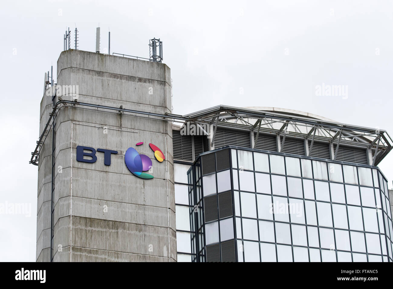 BT (British Telecom) logo. Banque D'Images