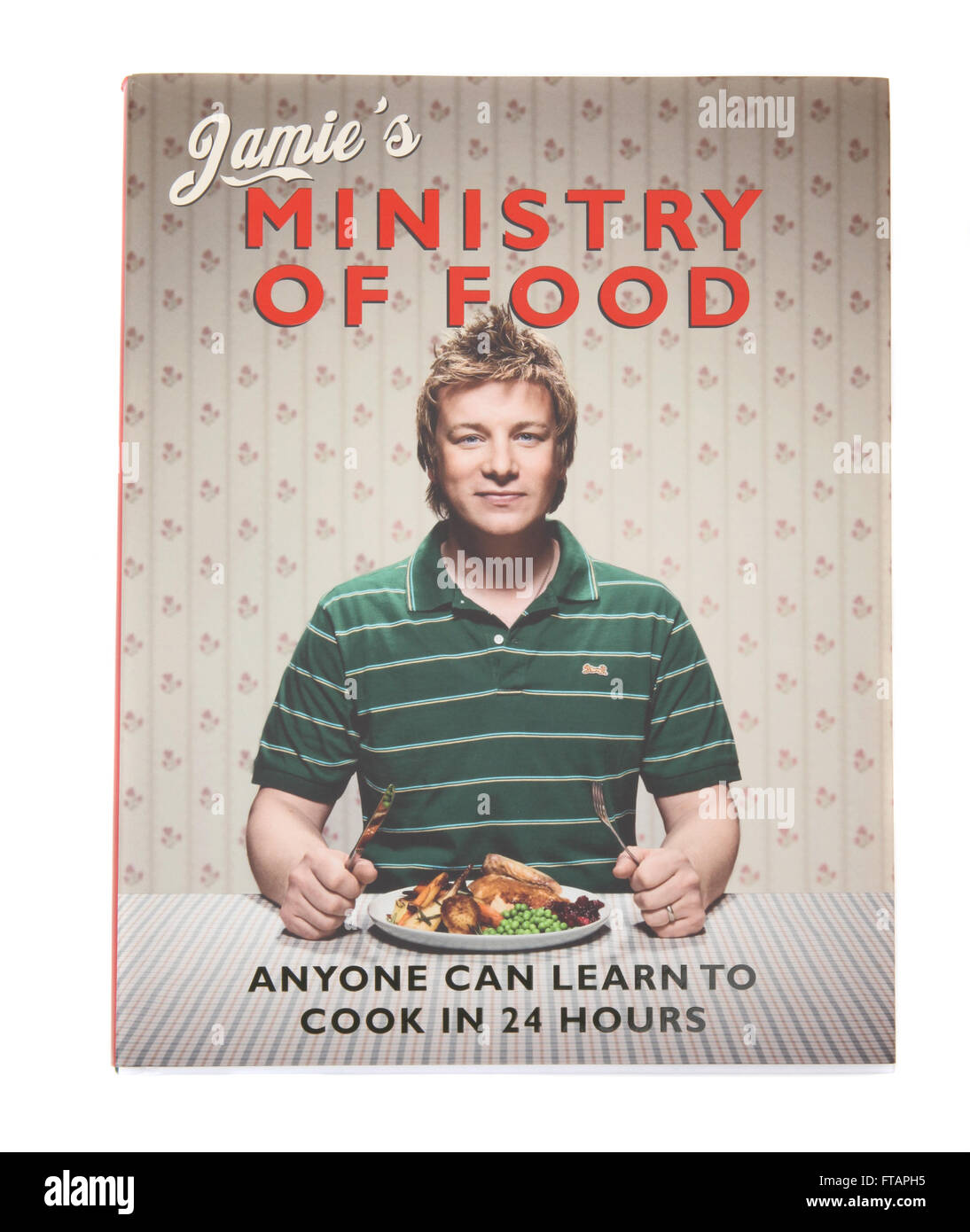 Un livre de cuisine de Jamie Oliver appelé Jamie's Ministry of Food Banque D'Images
