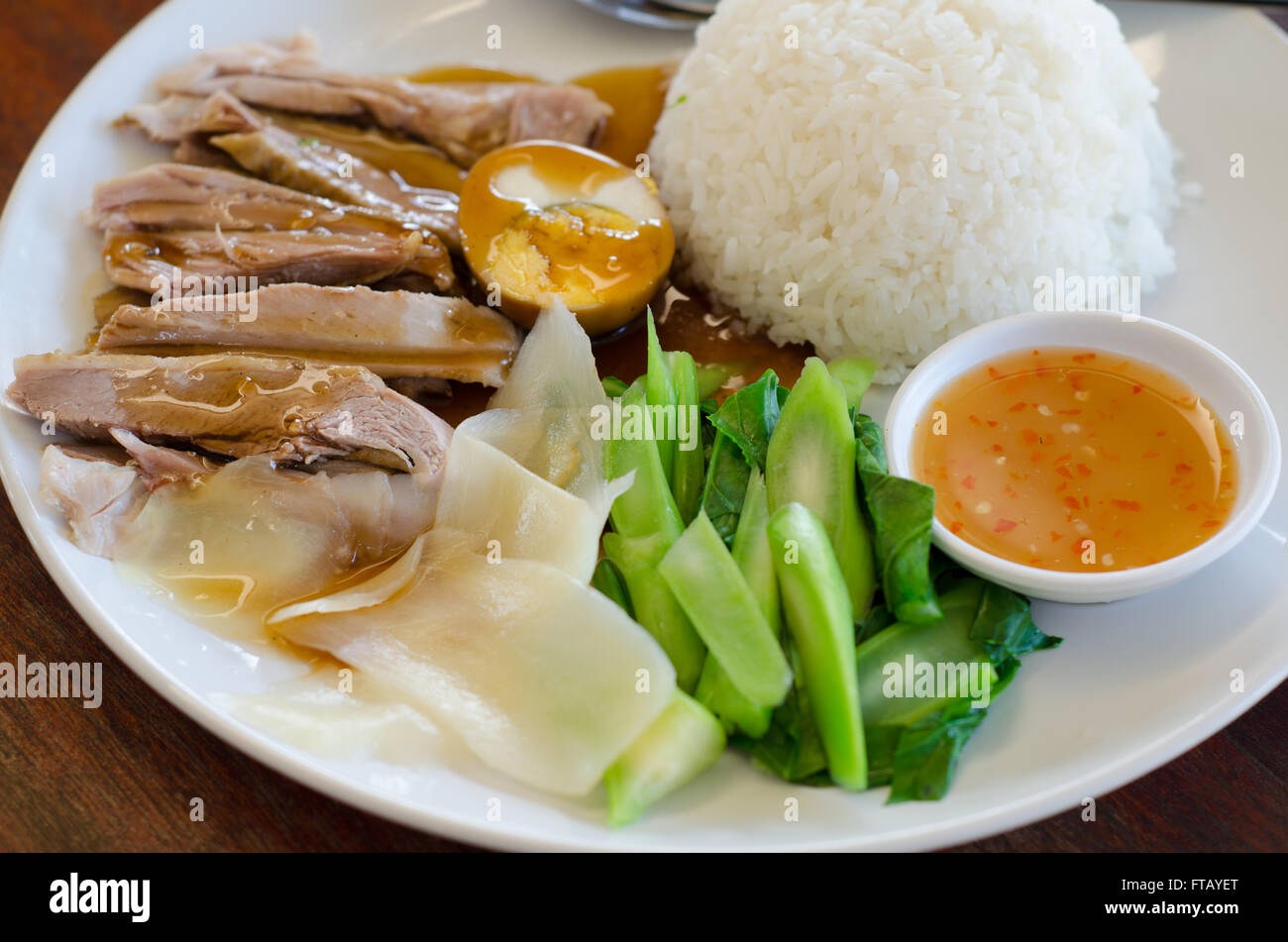 Riz au canard rôti Banque D'Images