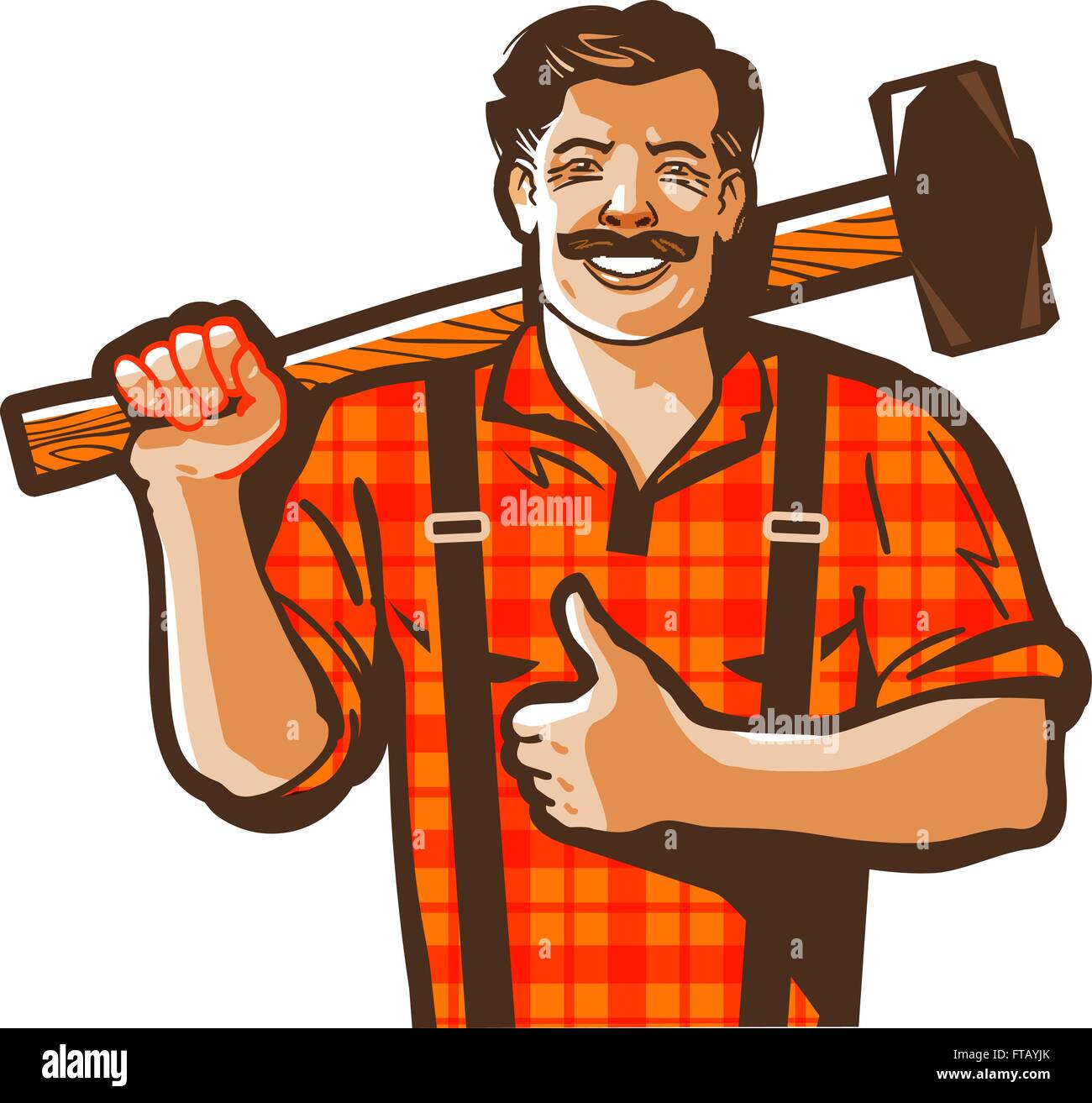 Construction Worker logo vector. Workman, manoeuvre ou l'icône de forgeron Illustration de Vecteur