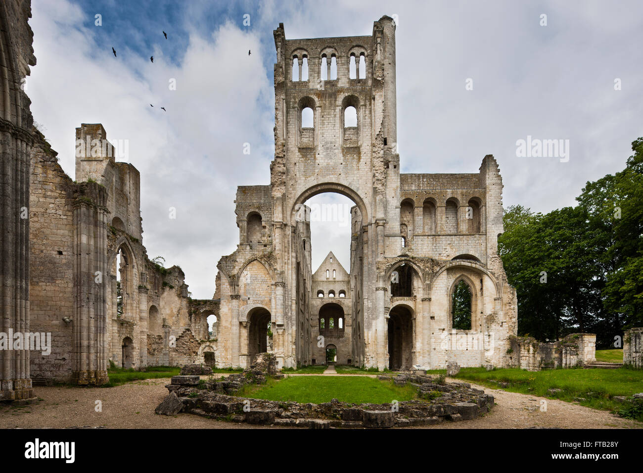 Ruines de l'abbaye de Jumièges, Jumièges, Seine-Maritime, Normandie, France Banque D'Images