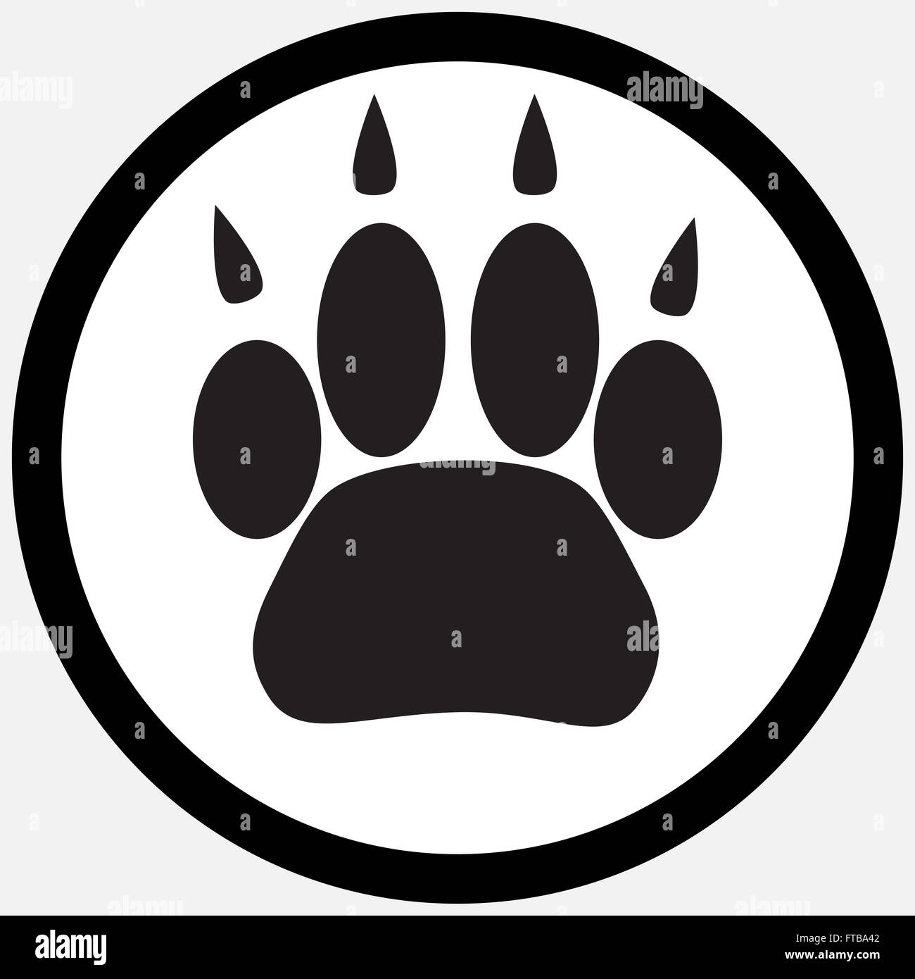 Icône monochrome foot print animal. Patte de chat Silhouette, animal animal print pied, voie empreinte trace chiot. Vector abstract télévision Banque D'Images