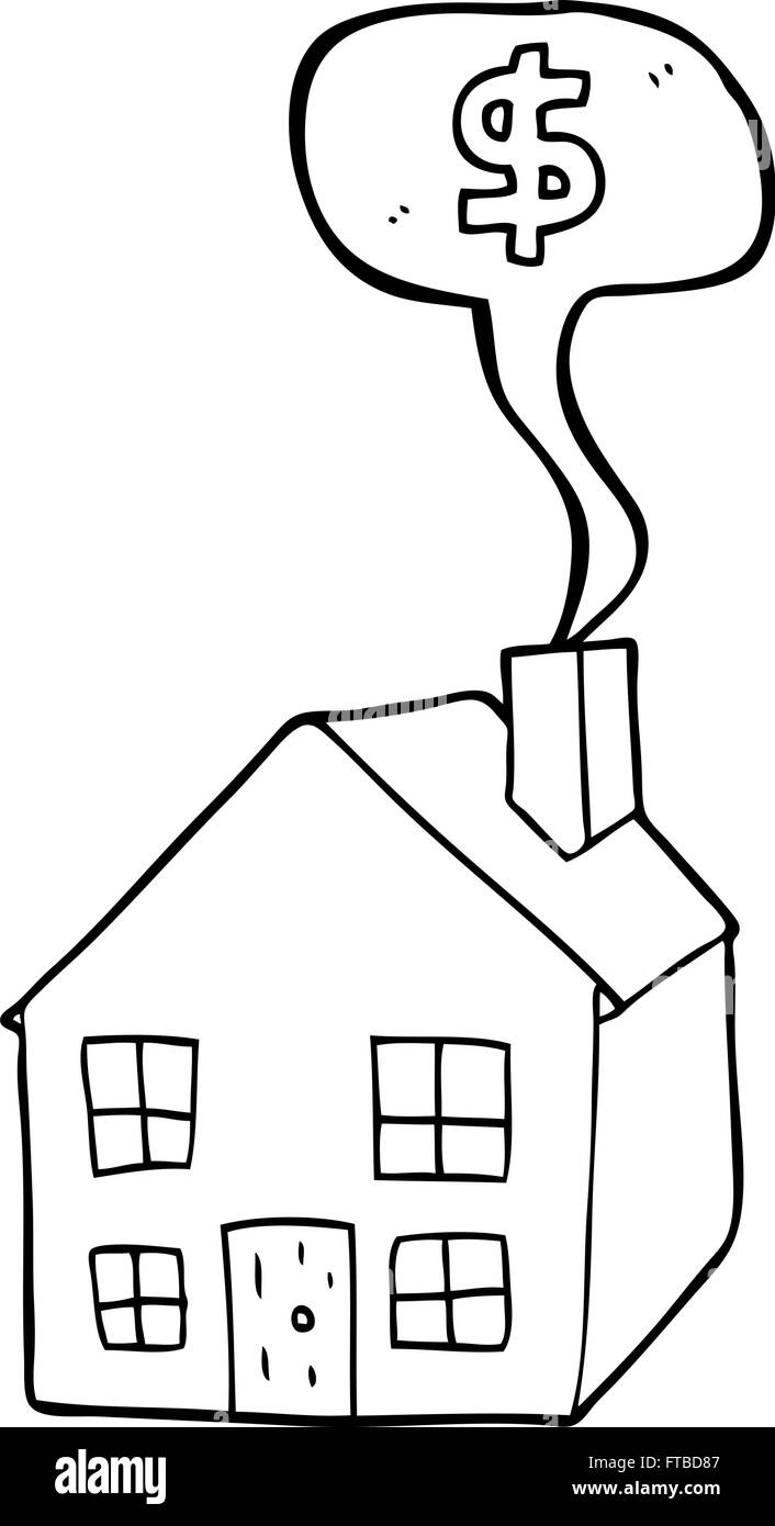 Dessiné à main levée de bulle du marché du logement de dessin animé Illustration de Vecteur
