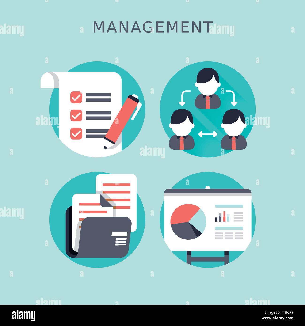 Modèle plat, concept de gestion des affaires ou des finances thème workflow Illustration de Vecteur