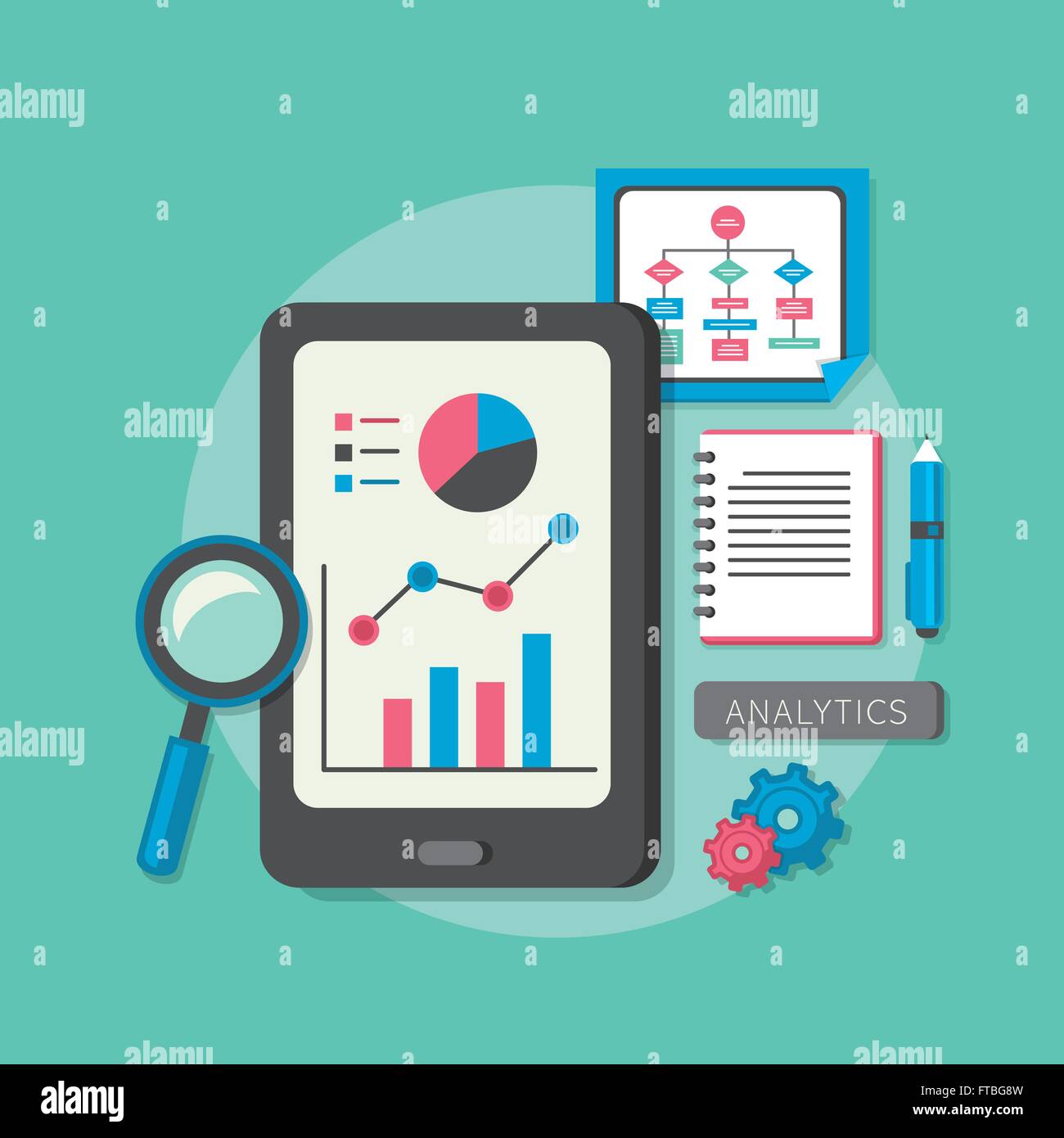 Modèle plat icon set d'optimisation de référencement de site web, programmation et éléments d'analyse web Illustration de Vecteur