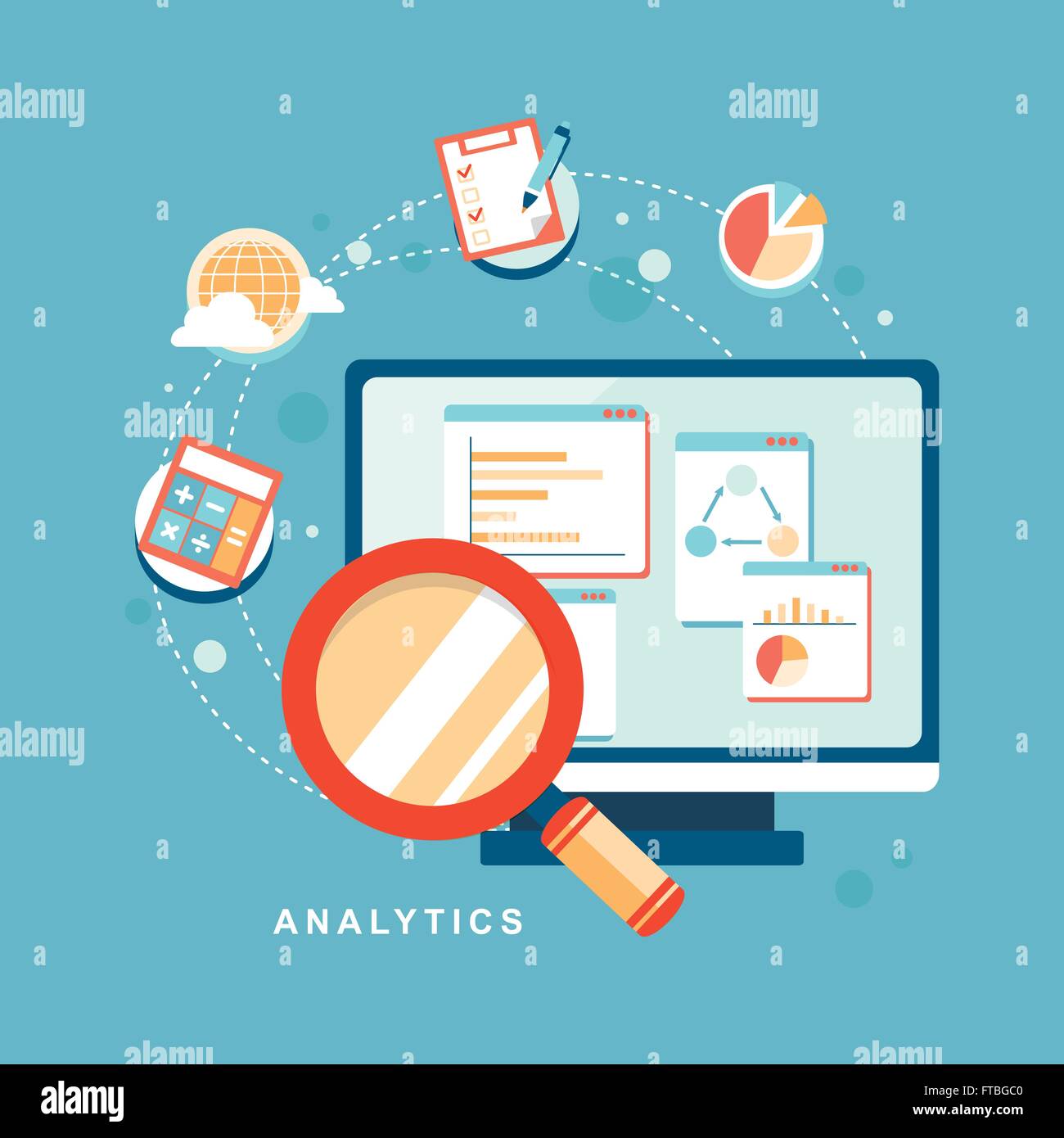 Modèle plat icon set d'optimisation de référencement de site web, programmation et éléments d'analyse web Illustration de Vecteur