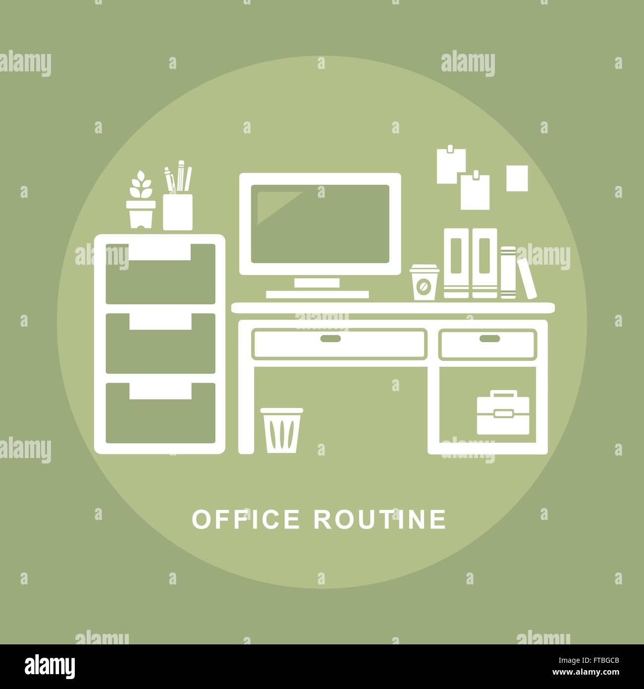 Modèle plat concept de bureau d'affaires de routine et de vie Illustration de Vecteur