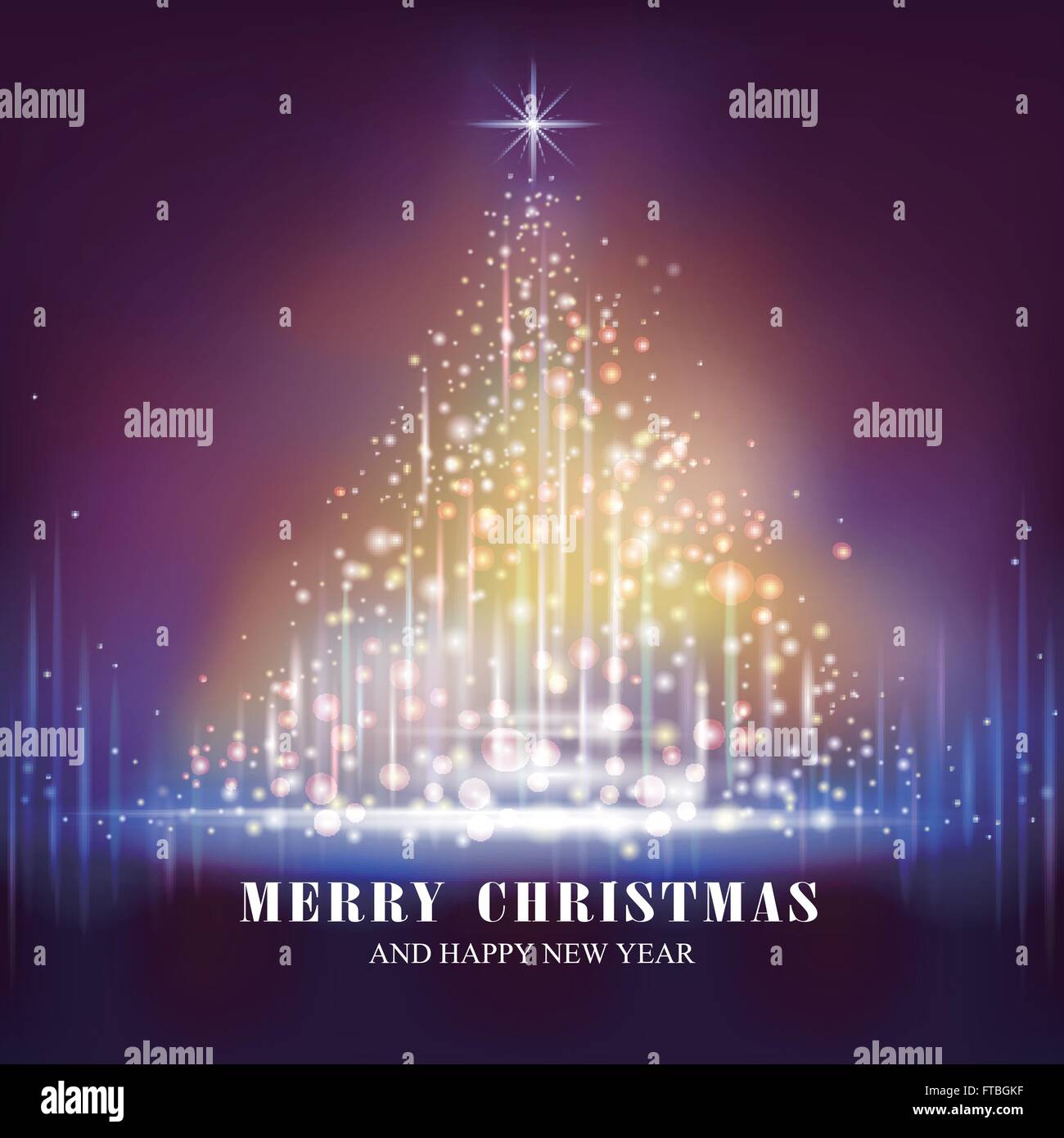 De magnifiques arbres de Noël Joyeux dans le noir brillant Illustration de Vecteur