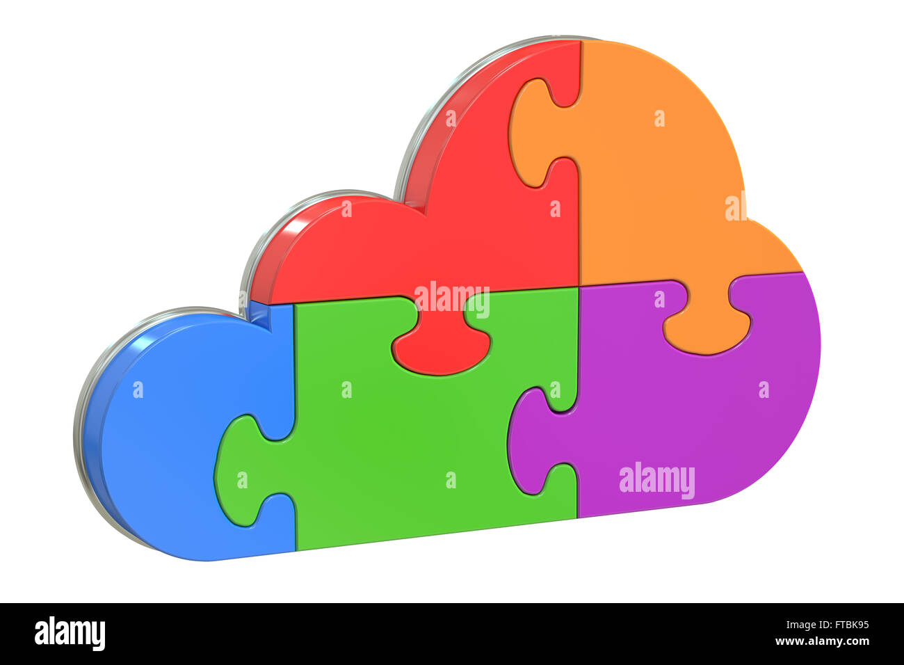 Le cloud computing de puzzles, rendu 3D Banque D'Images
