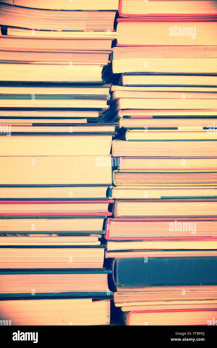 Piles de livres de fond, processus vintage Banque D'Images