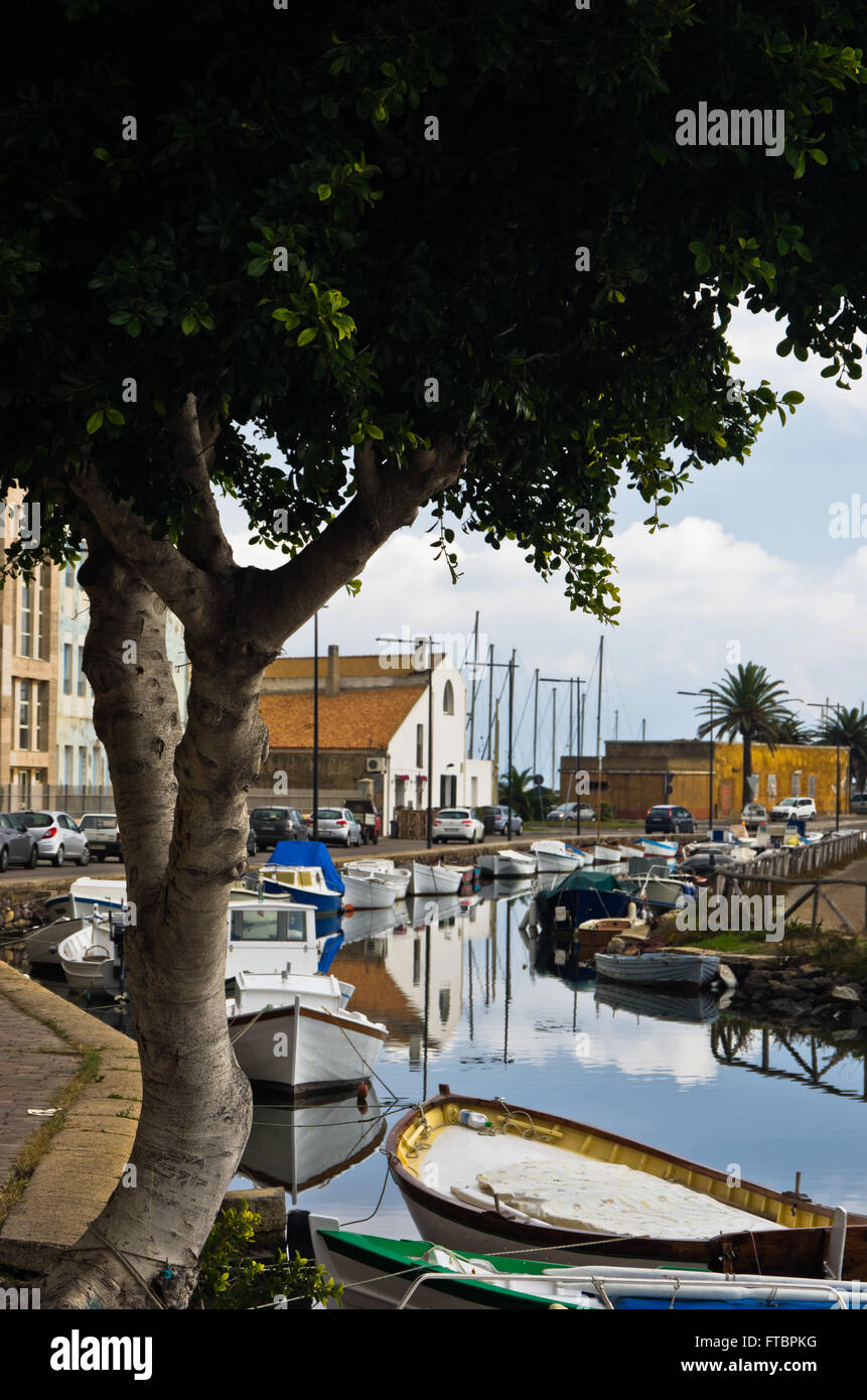 Marina pour les bateaux de pêche à Carloforte, l'île de San Pietro, en Sardaigne Banque D'Images