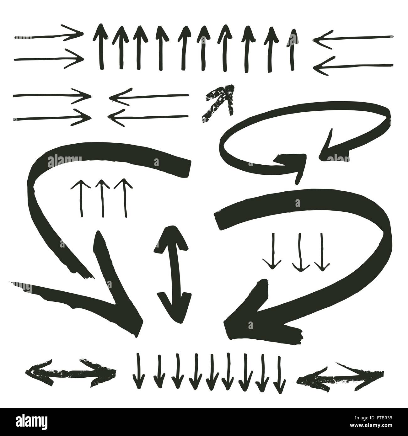 Vector hand drawn collection flèches Banque D'Images
