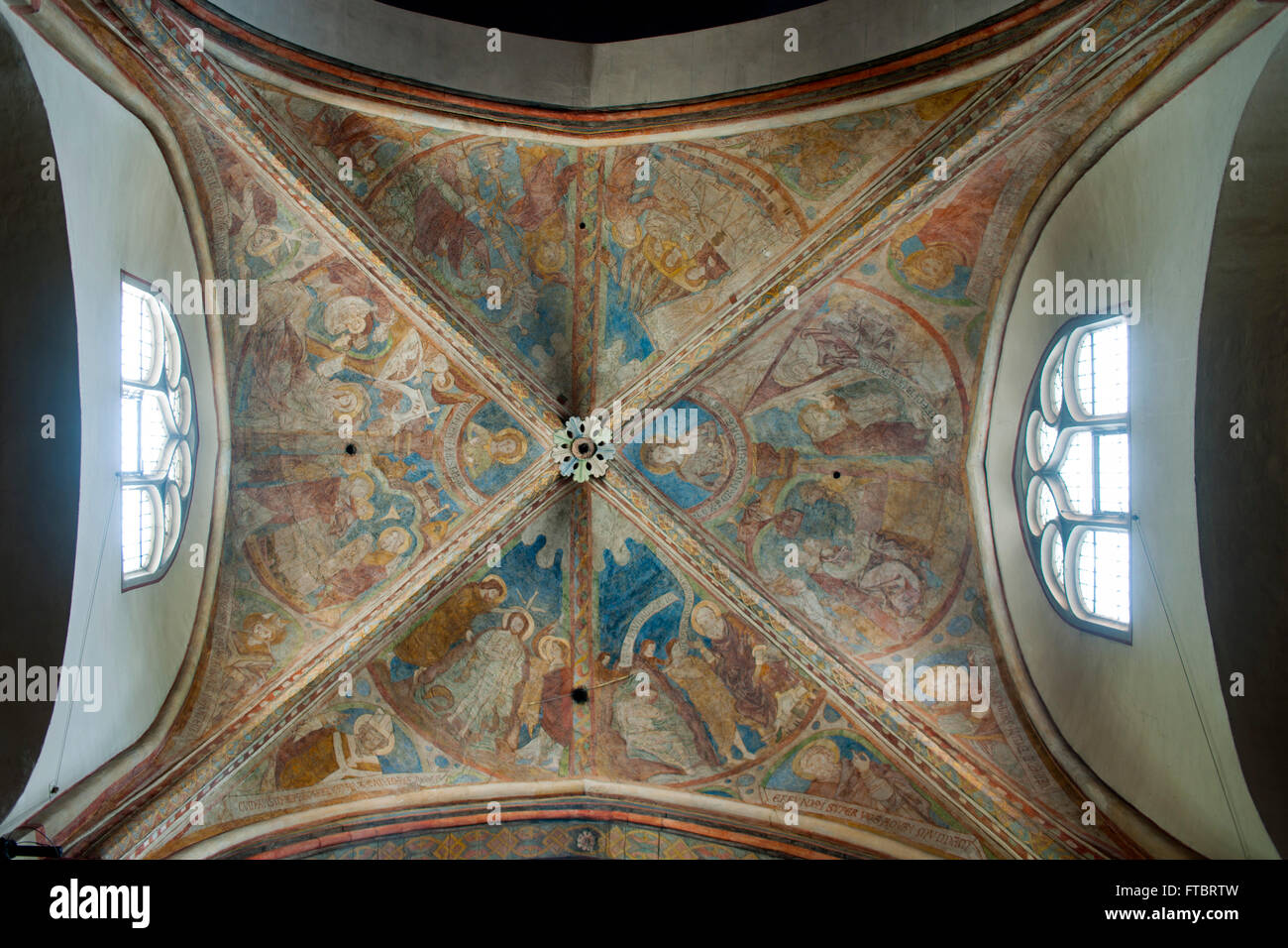 Köln, Altstadt-Süd, romanische Kirche Sankt Maria in Lyskirchen, Gewölbefresken Hauptschiff im Banque D'Images