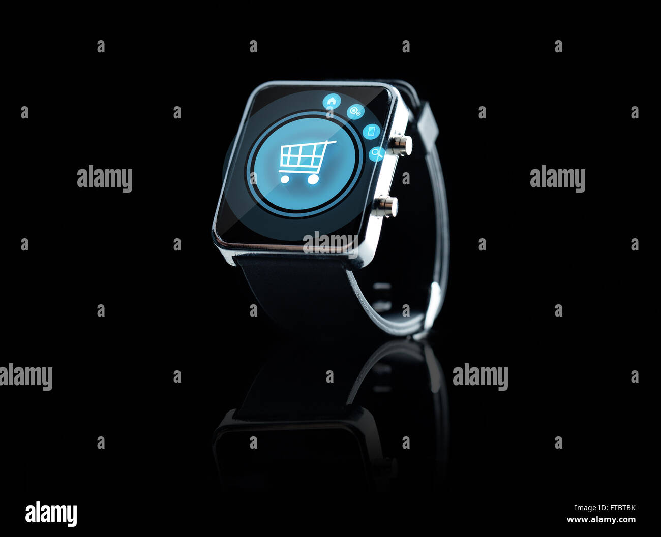 Close up of black smart watch Banque D'Images