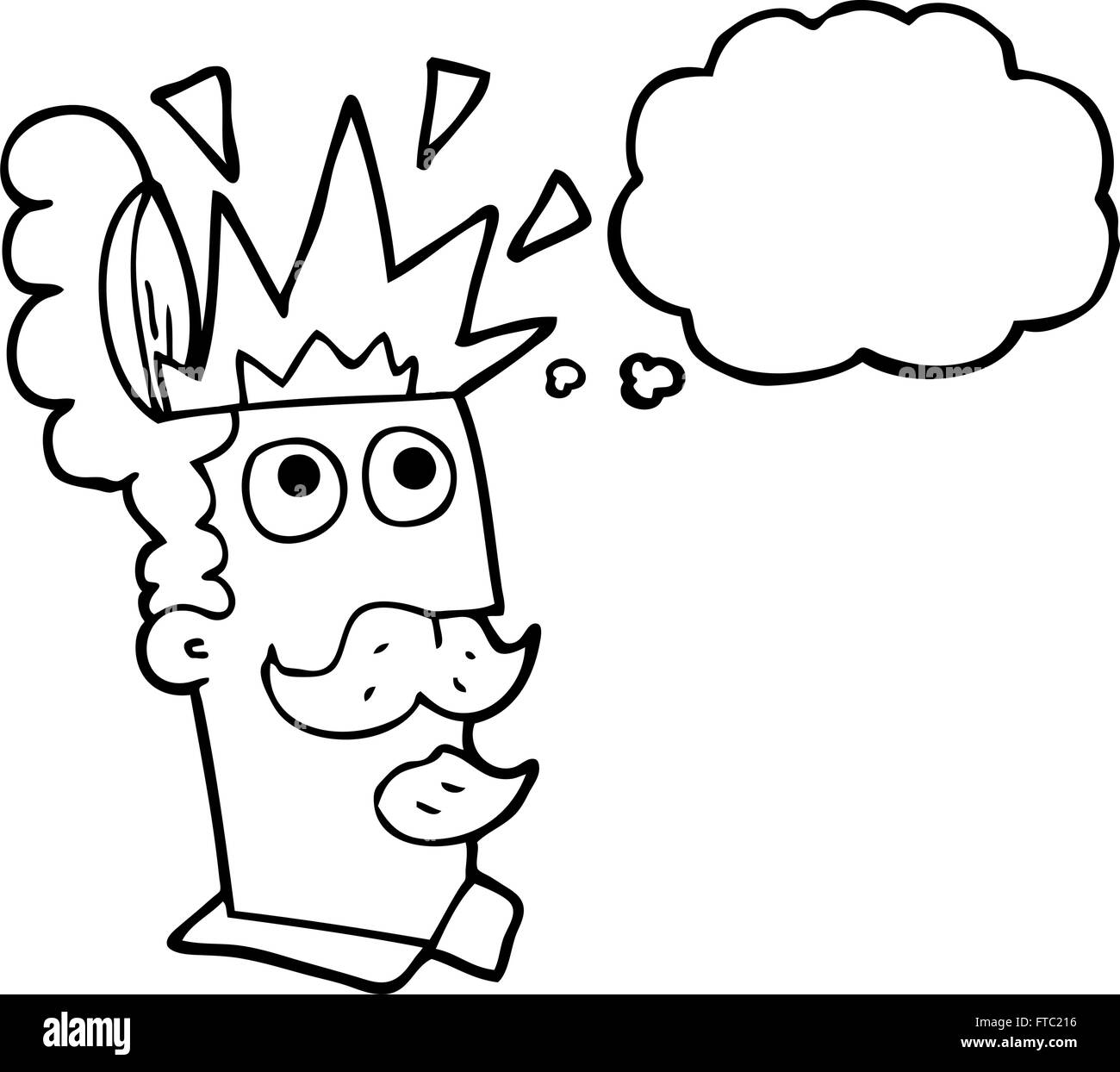 Bulle pensée dessiné à main levée de l'homme dessin animé avec l'explosion de tête Illustration de Vecteur