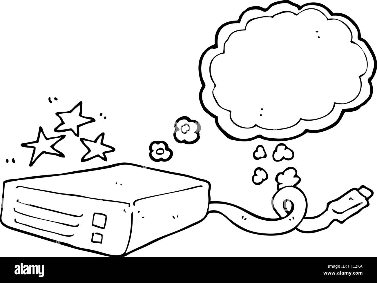 Freehand appelée bulle pensée cartoon disque dur de l'ordinateur Illustration de Vecteur