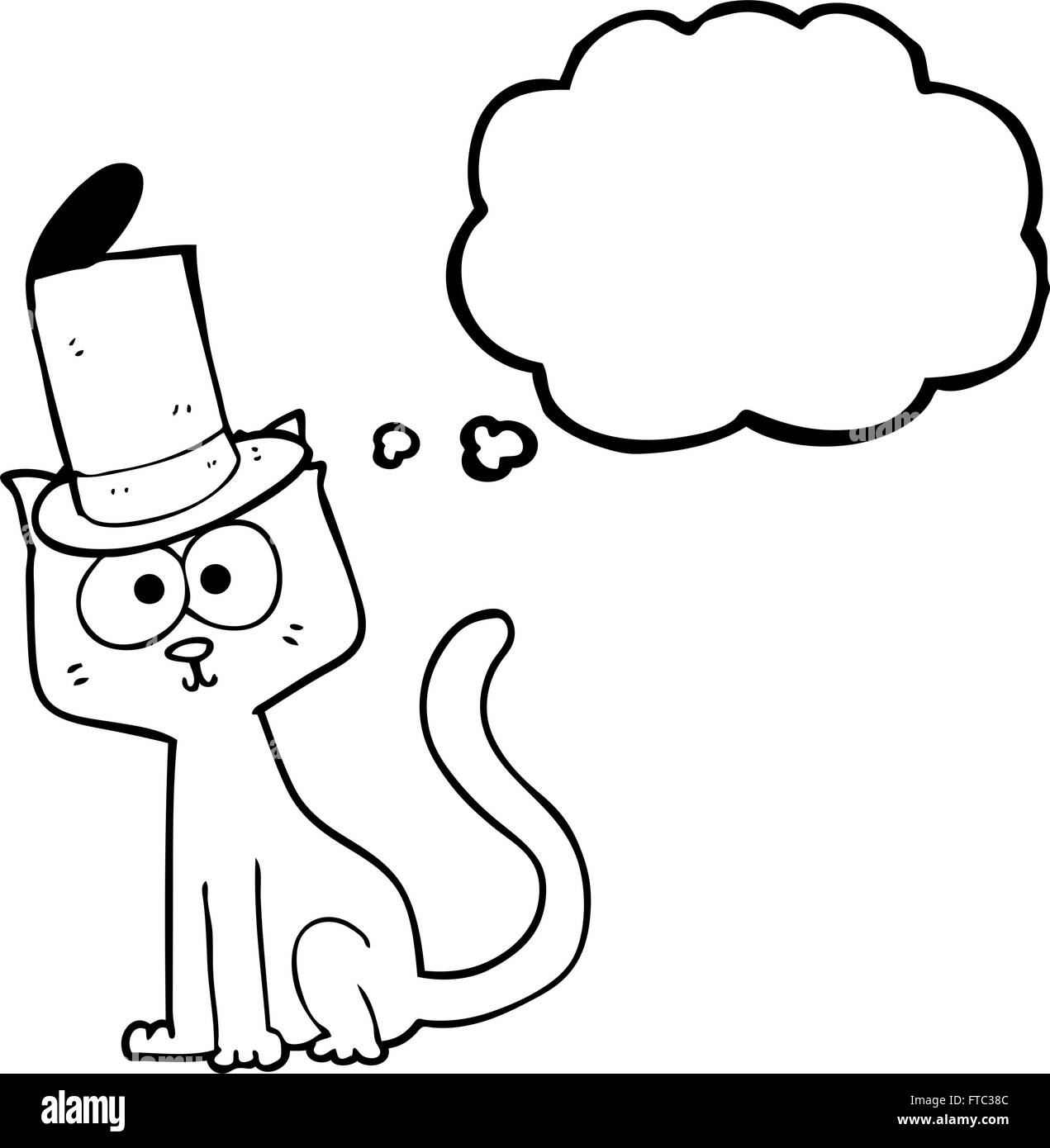 Freehand appelée bulle pensée cartoon cat Illustration de Vecteur