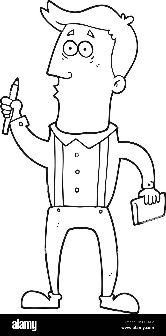 Noir et blanc dessiné à main levée de l'homme dessin animé avec un ...