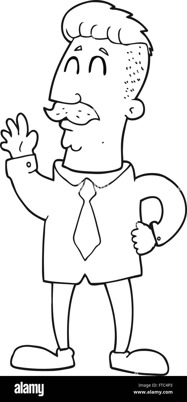 Noir et blanc dessiné à main levée bureau de dessin animé homme forme ...