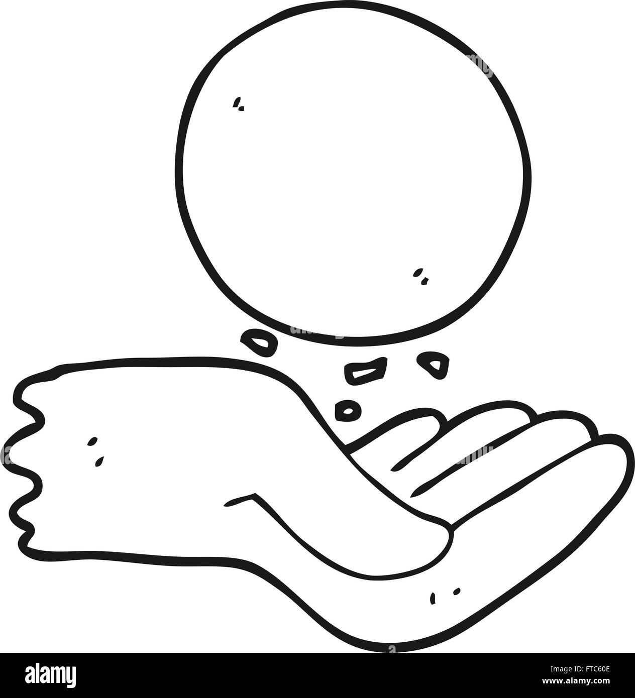 Noir et blanc dessiné à main levée de la main dessin animé lancer ball Illustration de Vecteur