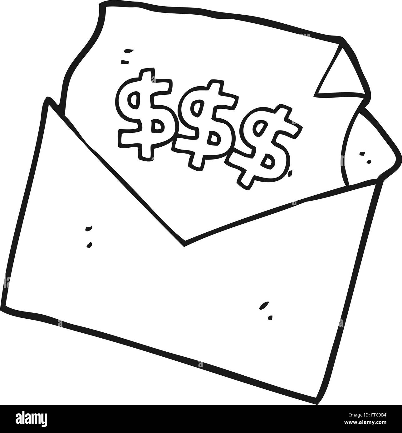 Noir et blanc dessiné à main levée Le projet de loi lettre cartoon Illustration de Vecteur