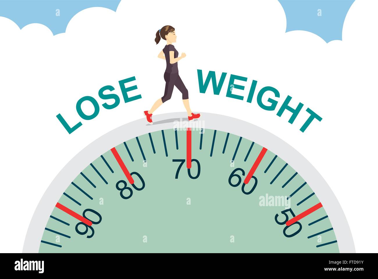 Les femmes en bonne santé perdre du poids avec le jogging sur grande échelle. Illustration de Vecteur
