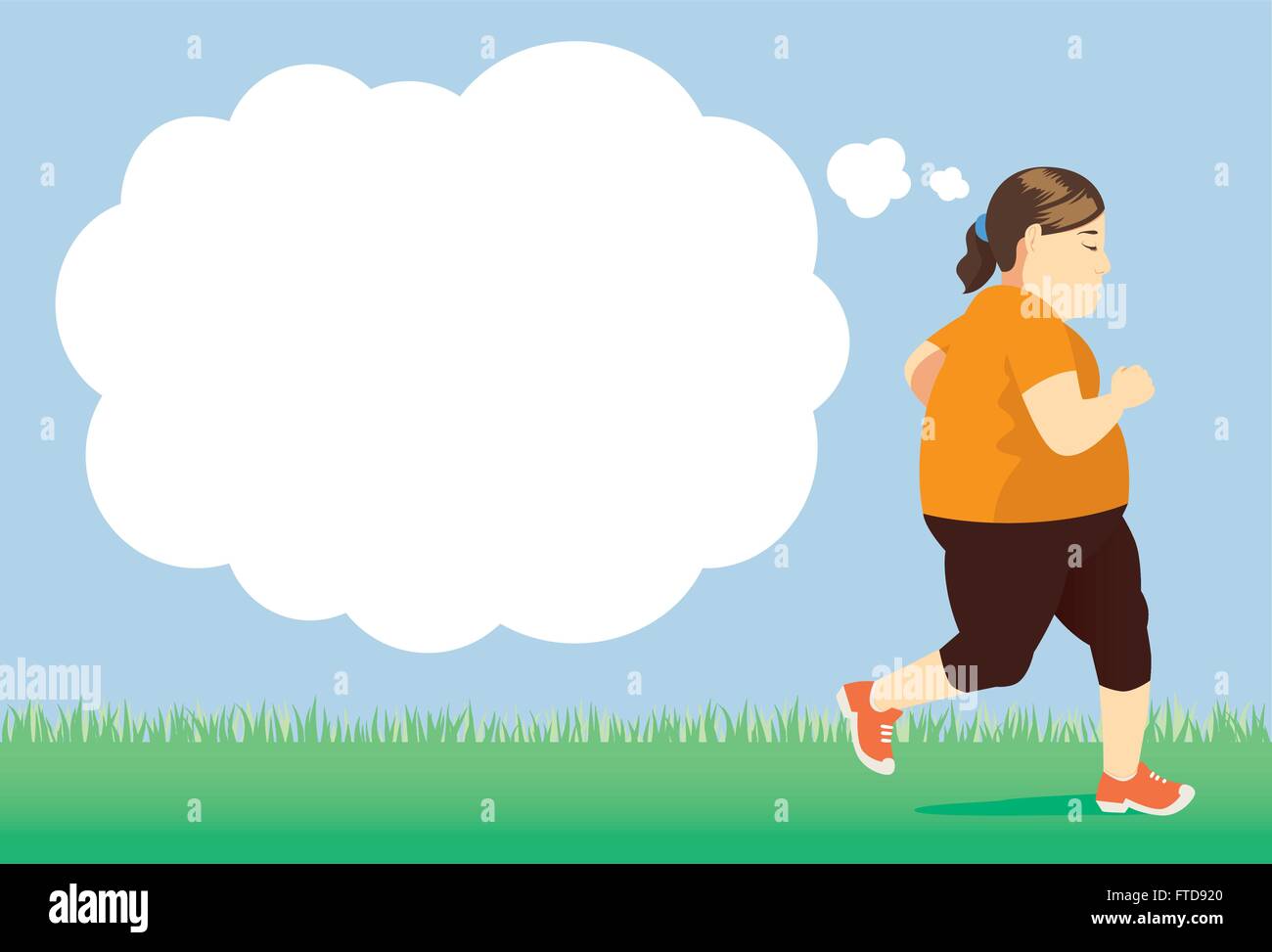 Grosse femme essayer de perdre du poids par le jogging in park Illustration de Vecteur