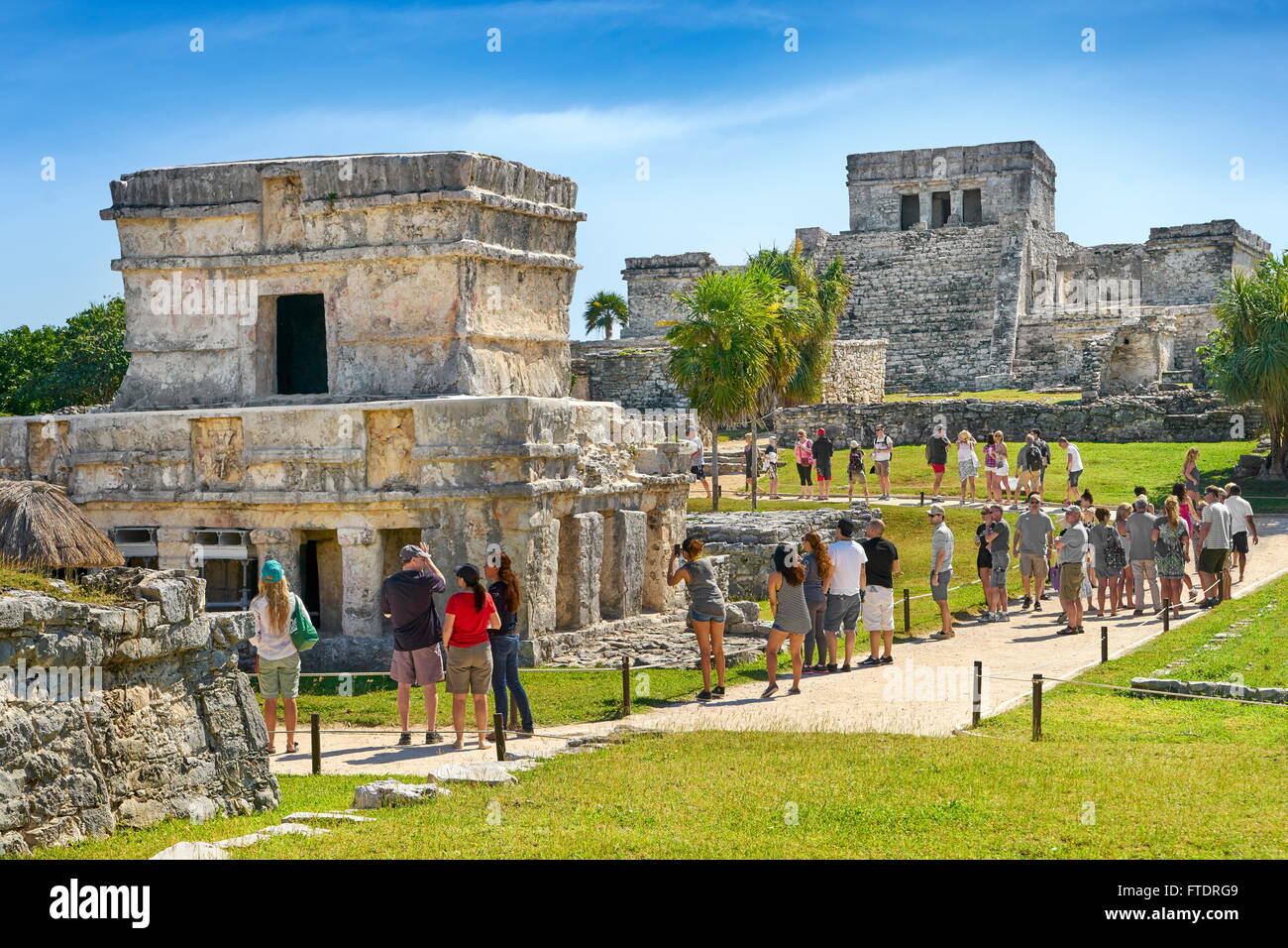 Ruines antiques de Maya, Tulum, péninsule du Yucatan, Mexique Banque D'Images
