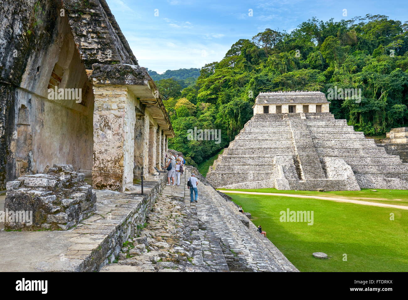 Temple des Inscriptions ou Templo de Inscripciones, d'anciennes ruines Maya de Palenque, site archéologique, Palenque, Mexique, l'UNESCO Banque D'Images