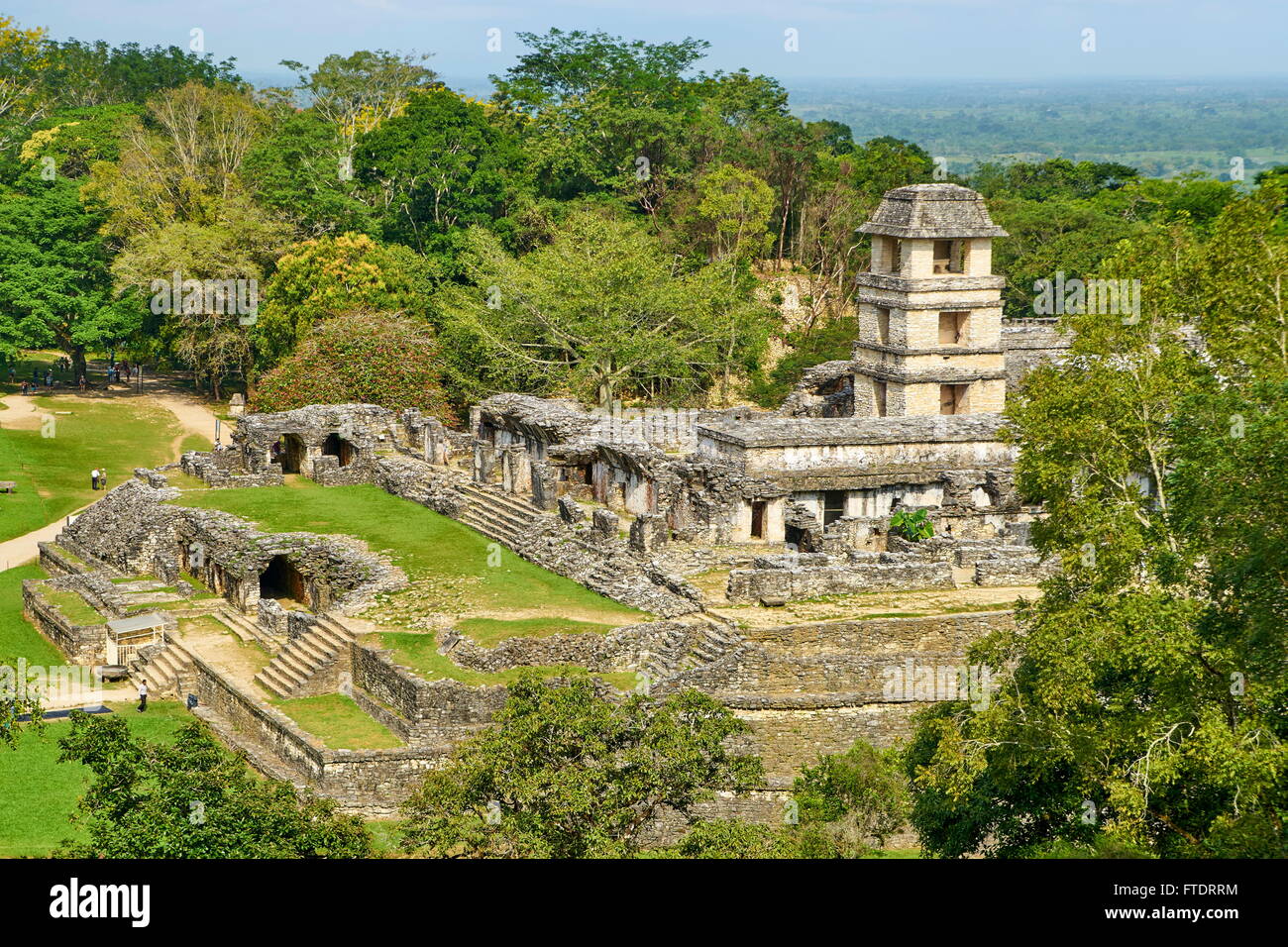 Ruine de Maya Palace, Palenque, site archéologique de Palenque, Chiapas, Mexique Banque D'Images
