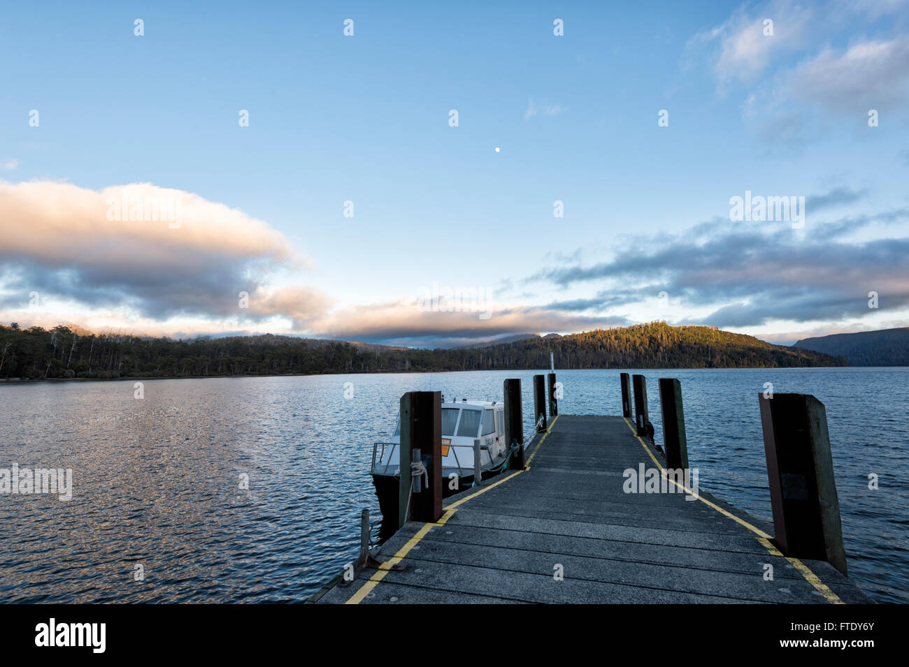 La jetée du lac St Clair, socle Mountain-Lake St Clair National Park, Tasmanie, TAS, Australie Banque D'Images