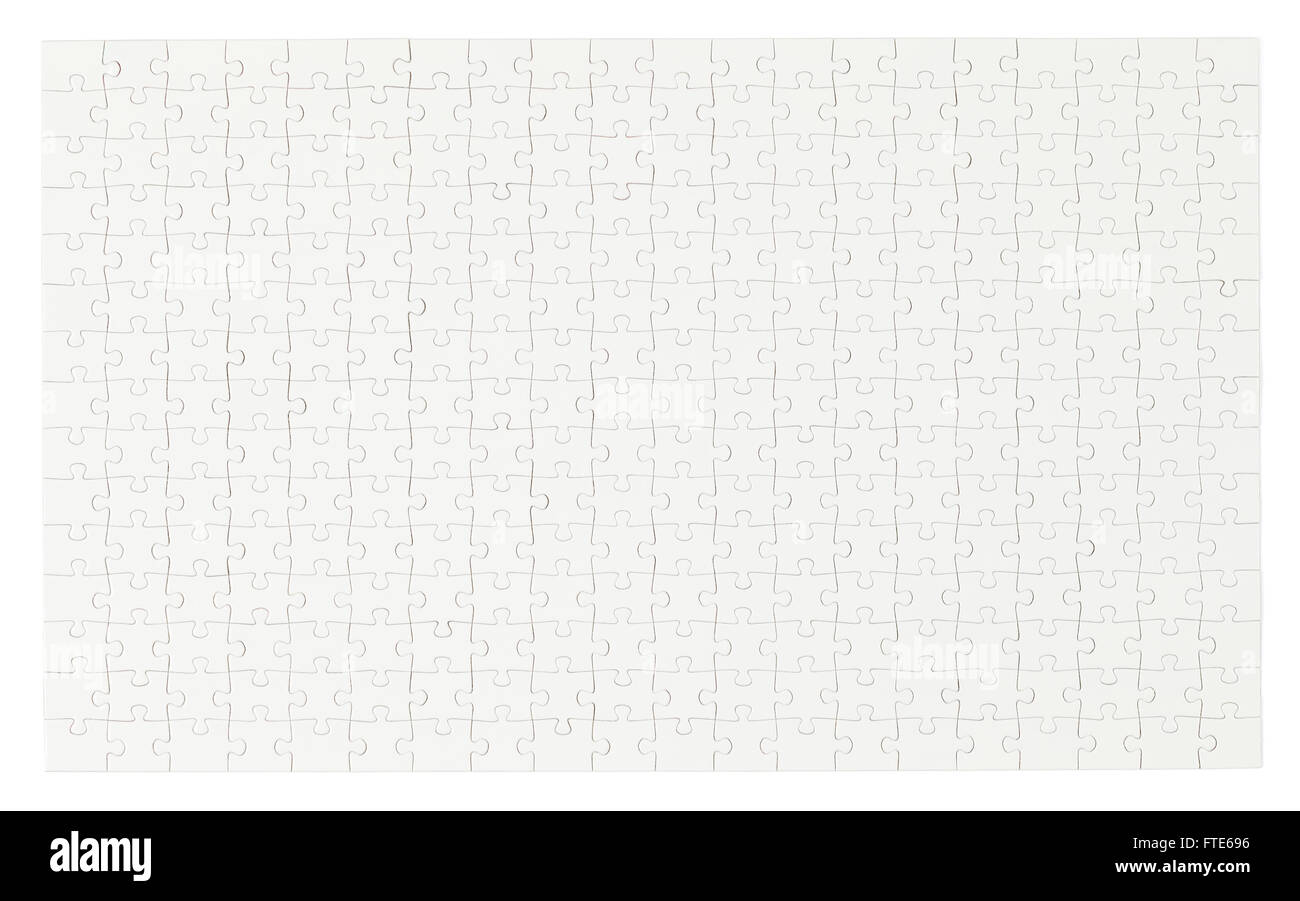 Ensemble de casse-tête blanc complet avec copie espace isolé sur fond blanc. Banque D'Images