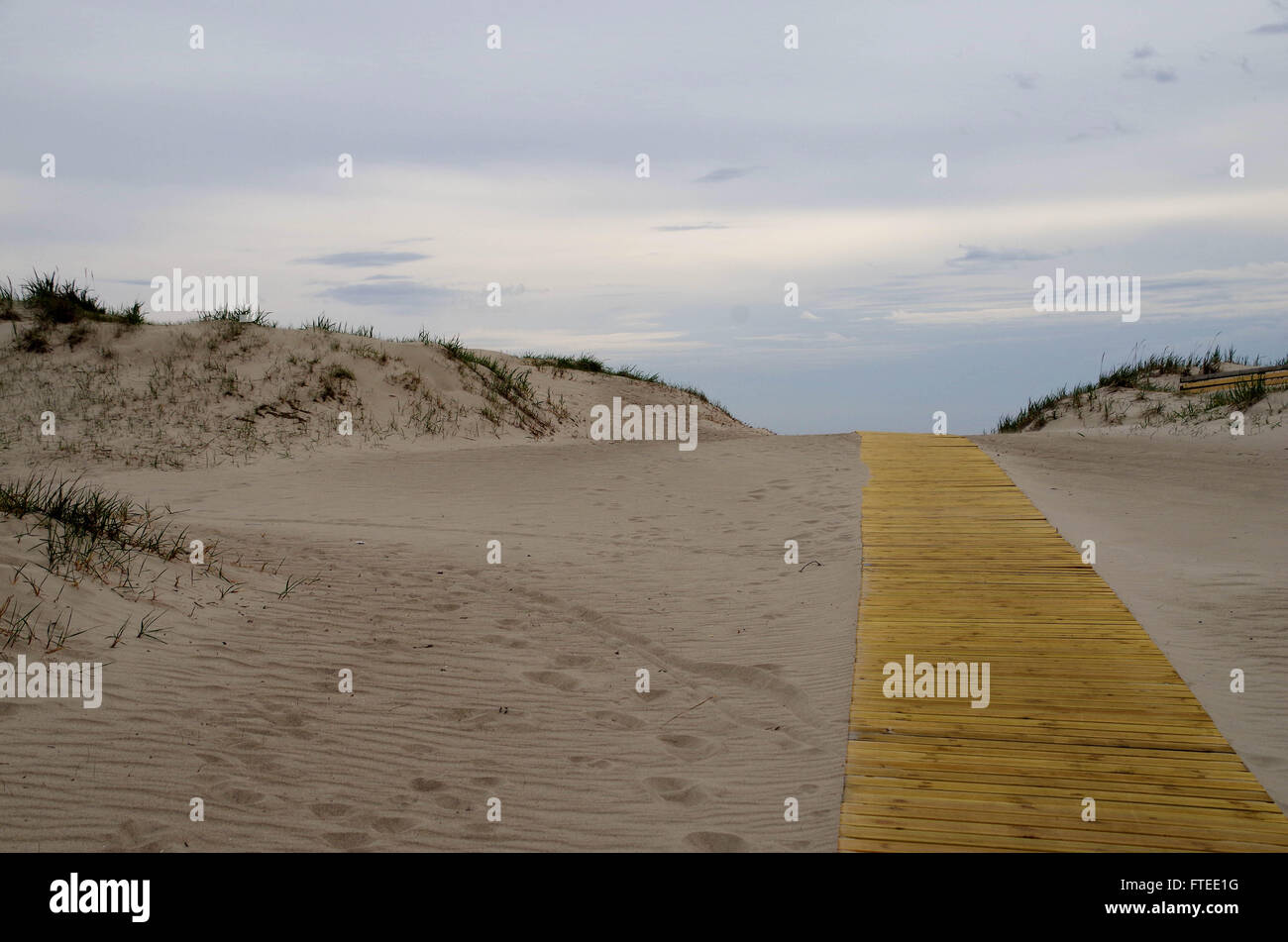 Chemin de plage déserte à Pärnu, Estonie Banque D'Images