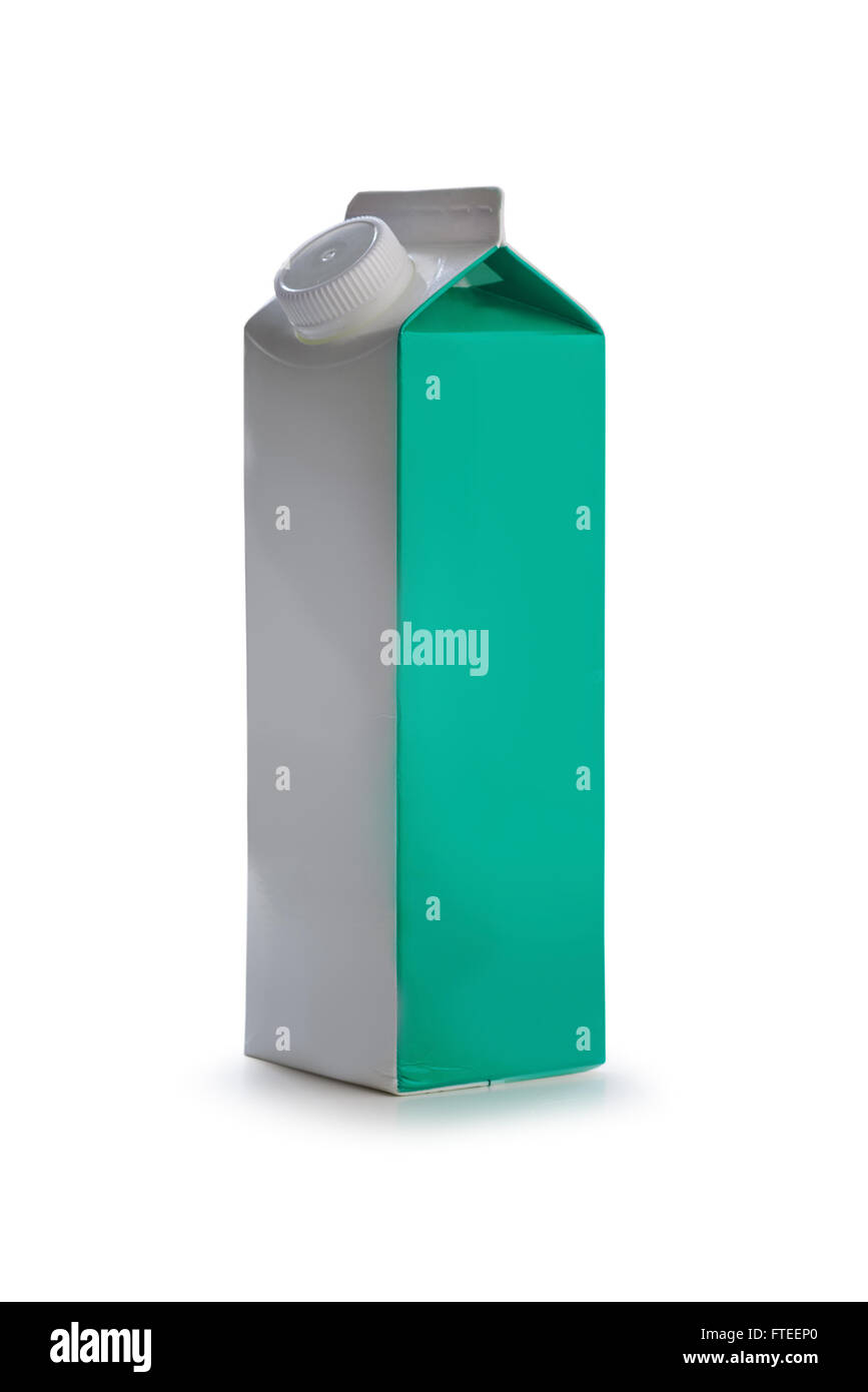 Réservoir de lait papier isolated on white Banque D'Images
