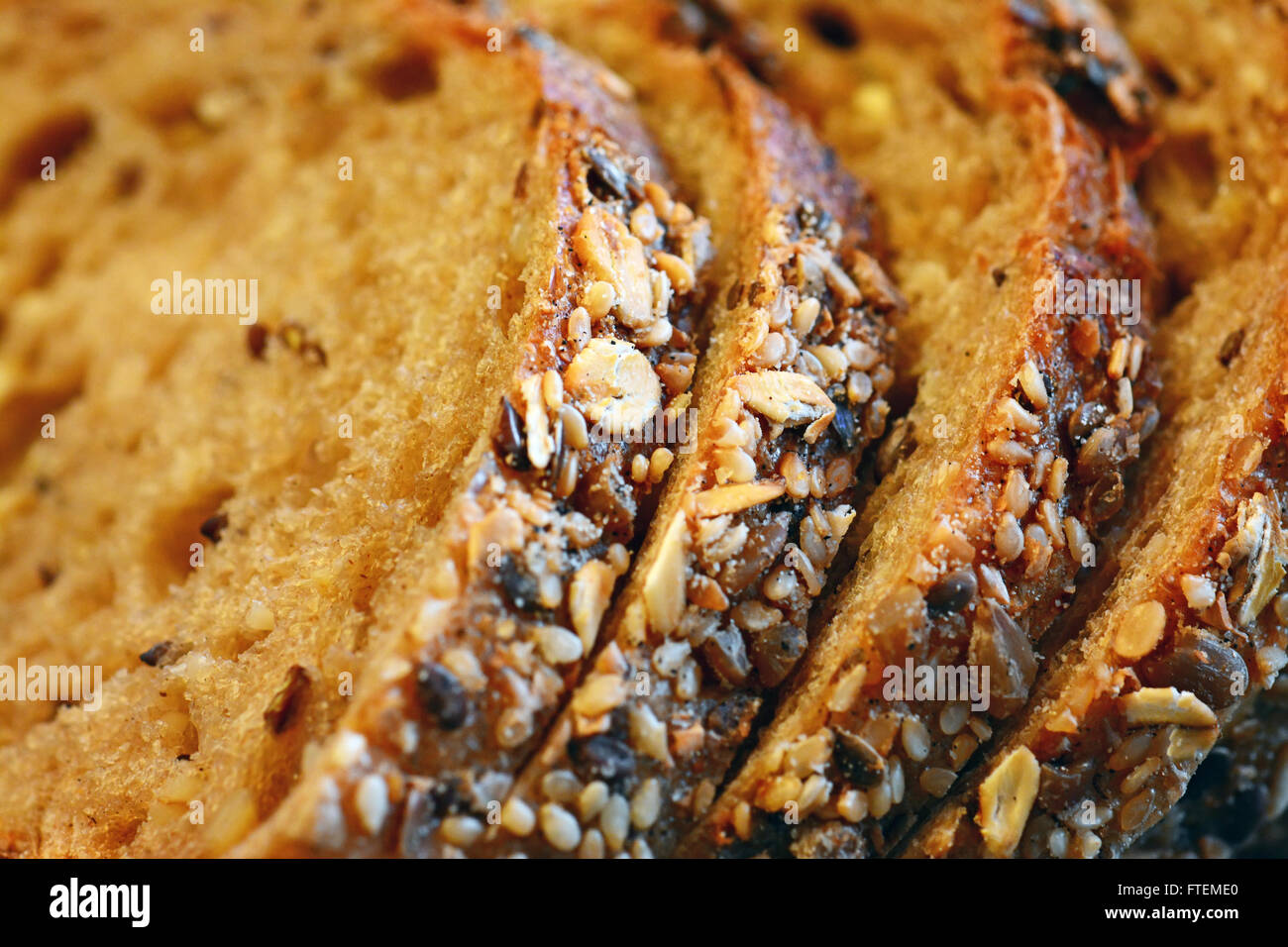 Les tranches de pain à grains fins, Close up Banque D'Images