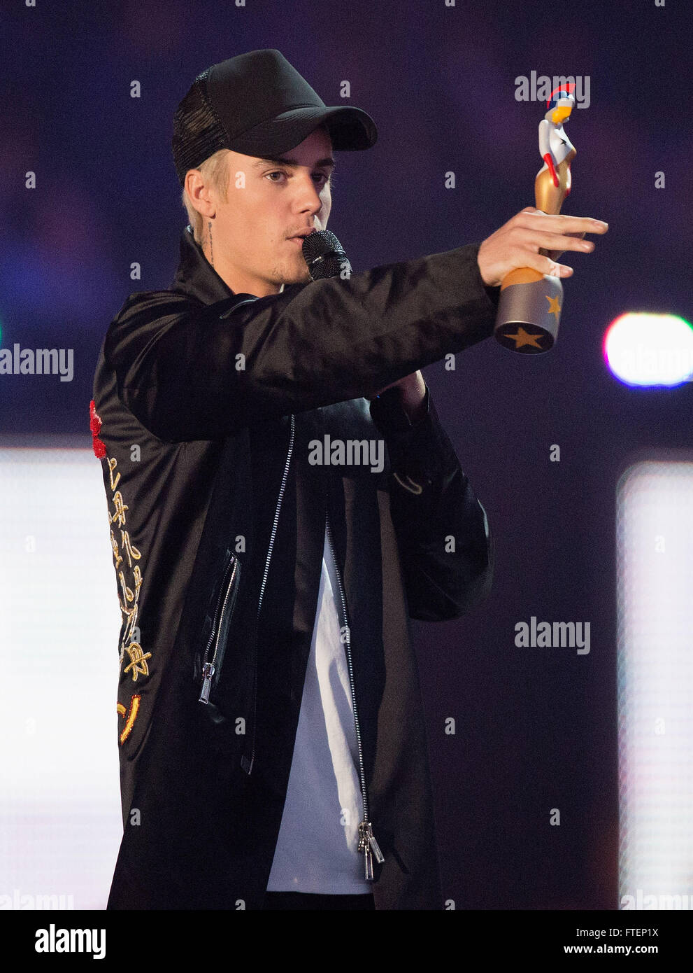 Brit Awards Show à la 02 Arena de Londres. Avec : Justin Bieber Où : London, Royaume-Uni Quand : 24 Oct 2016 Banque D'Images