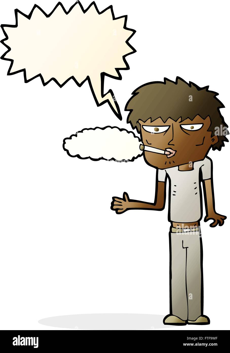 Caricature fumeur avec bulle Illustration de Vecteur