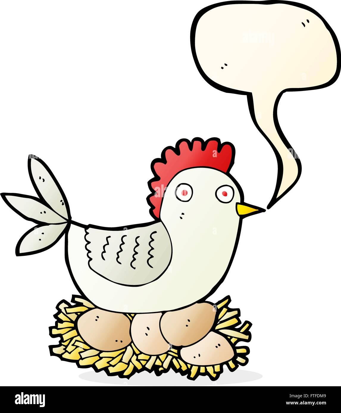 Caricature sur les oeufs de poule avec bulle Illustration de Vecteur