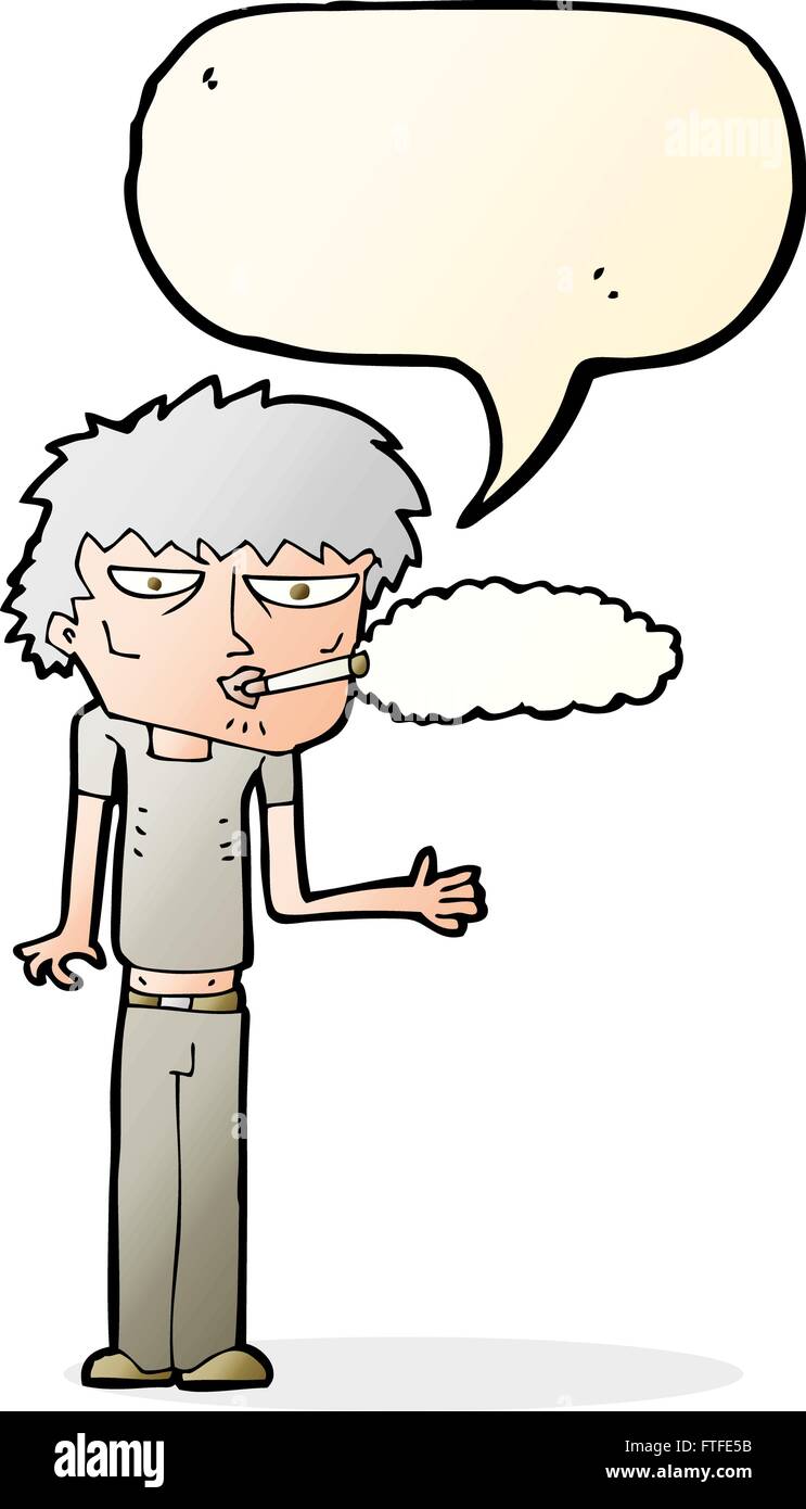 Caricature fumeur avec bulle Illustration de Vecteur