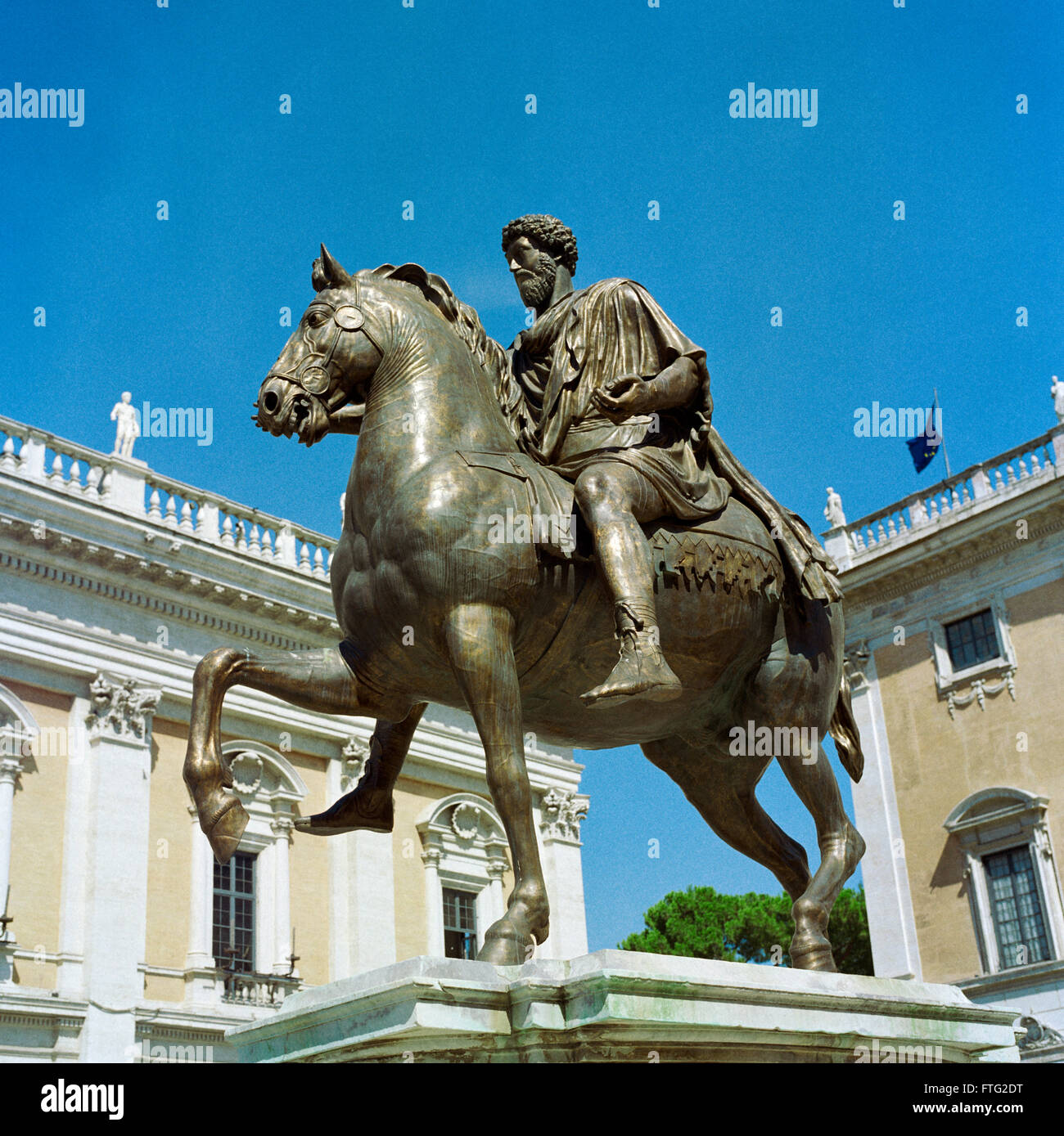 Italie, Latium, Rome, Piazza del Campidoglio, Capitol Square, statue équestre de Marc Aurèle Banque D'Images