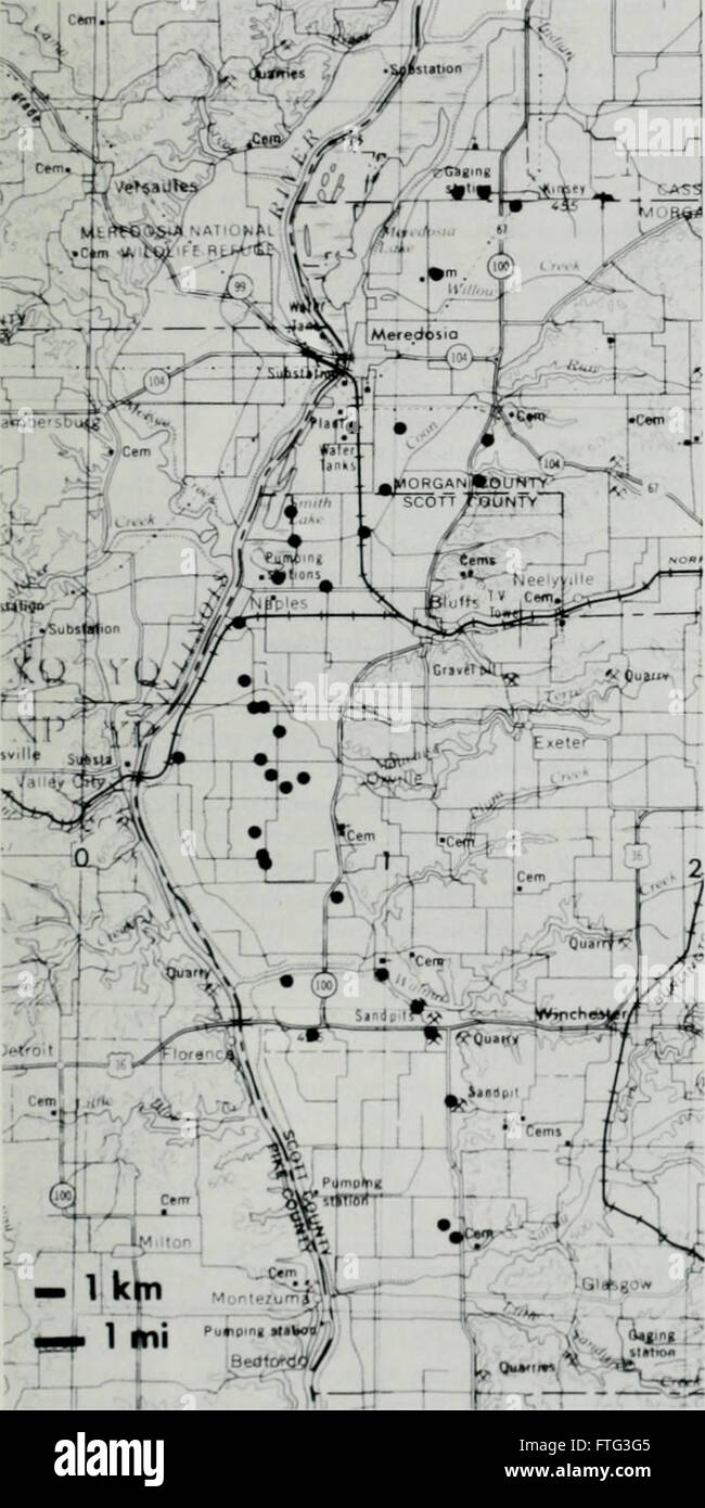 La distribution, l'habitat, et l'appel de l'Illinois la saison (rainette Pseudacris streckeri illinoensis) le long de la rivière Illinois (1988) Banque D'Images