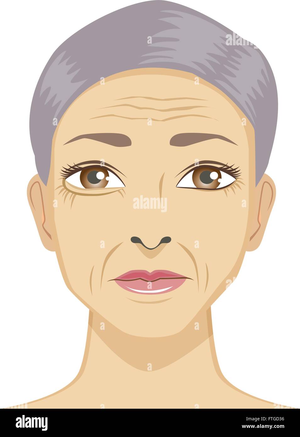 Les vieilles femmes ont l'âge sur le visage et cheveux blancs Illustration de Vecteur